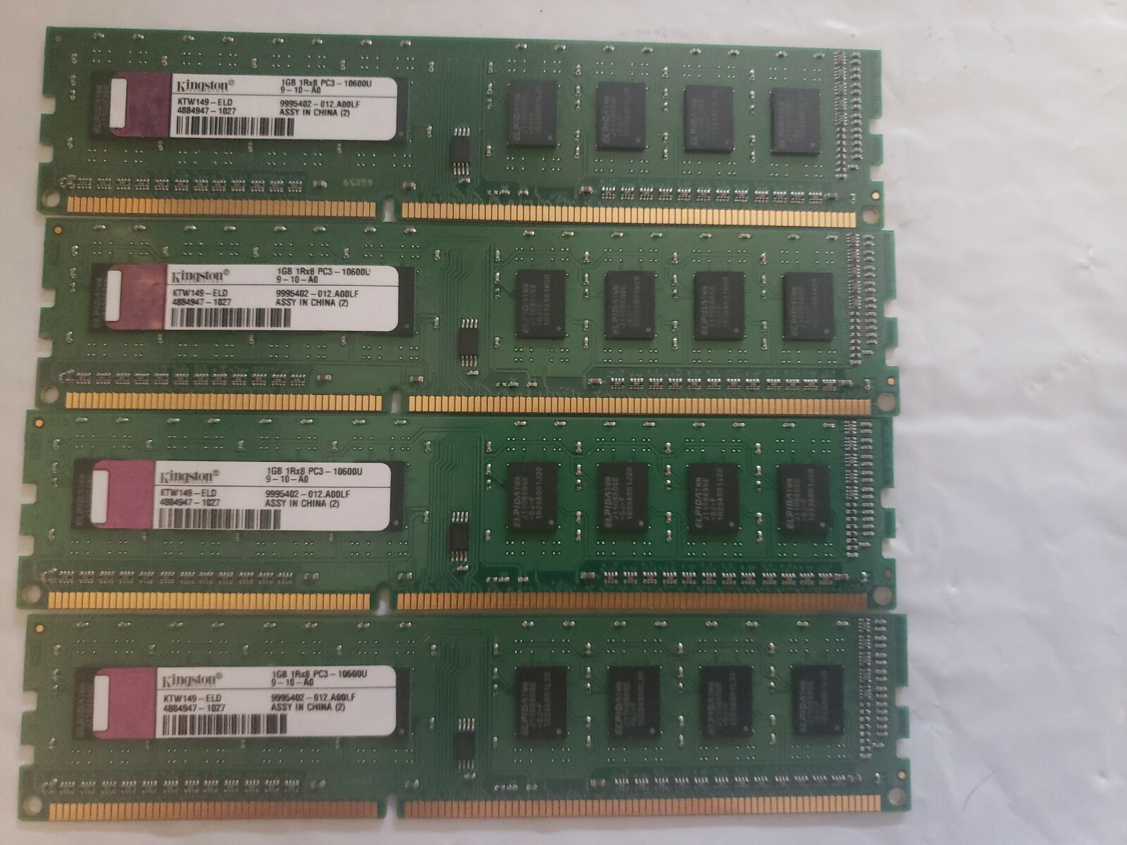 KTW149-ELD Kingston Technology Company 1GB DIMM DDR3 PC3-10600U (1333MHz) 1Rx8