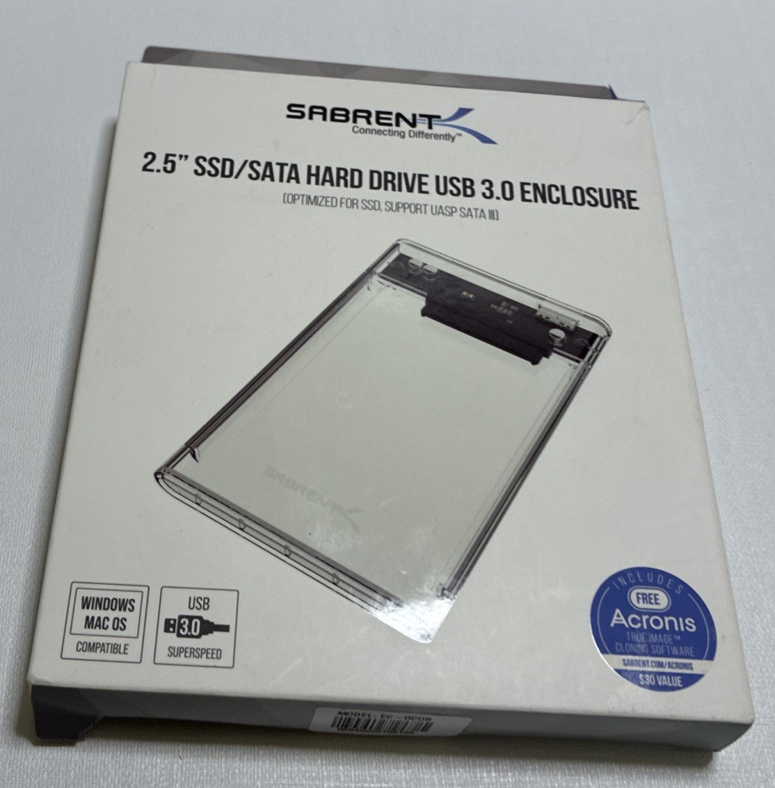SABRENT Clear 2.5" SSD/ SATA Hard Drive USB 3.0 Tool Free-Open Box