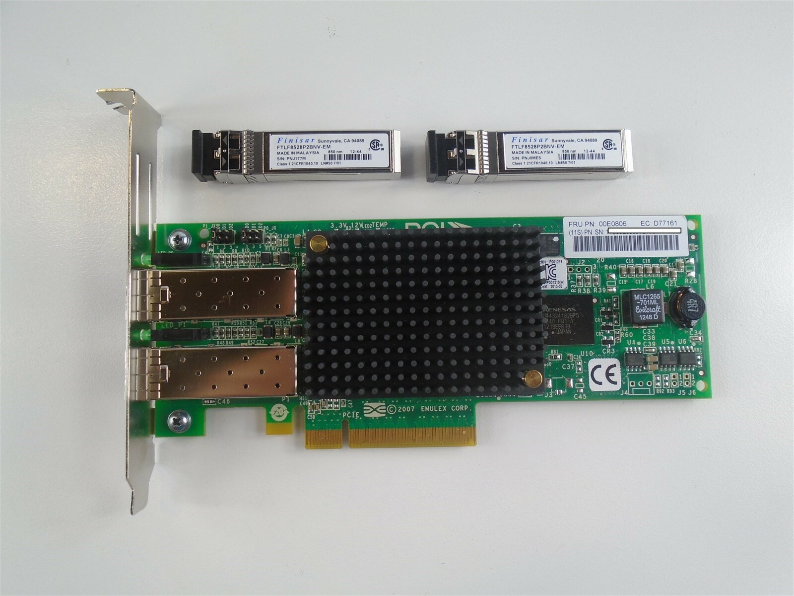 IBM 577D 5735  00E0806 LPE12002  8GB FC Dual Ports Fibre PCI-E  W/ 2 SFPs