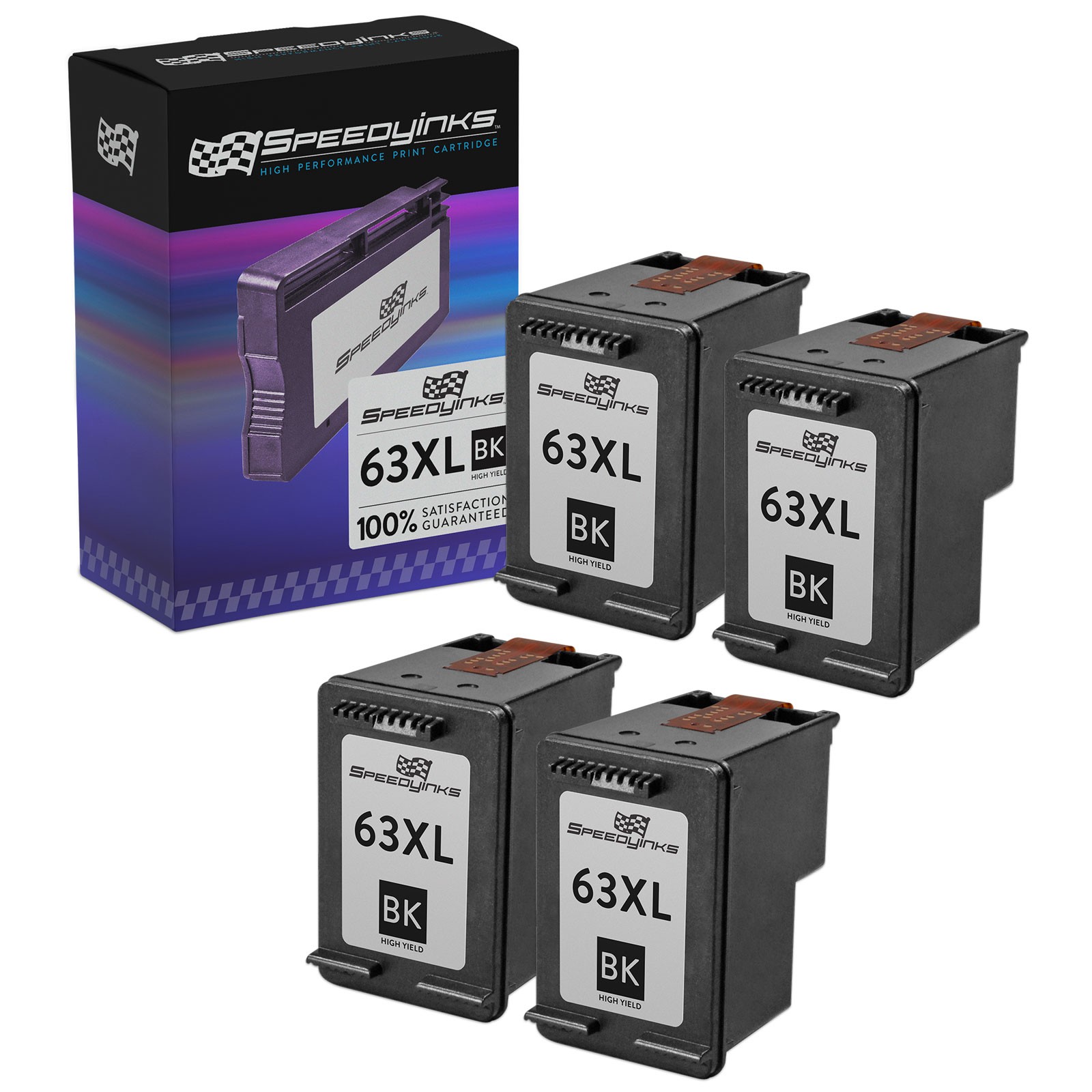 4PK Replacement Ink Cartridge for HP 63XL HP F6U64AN HY Black