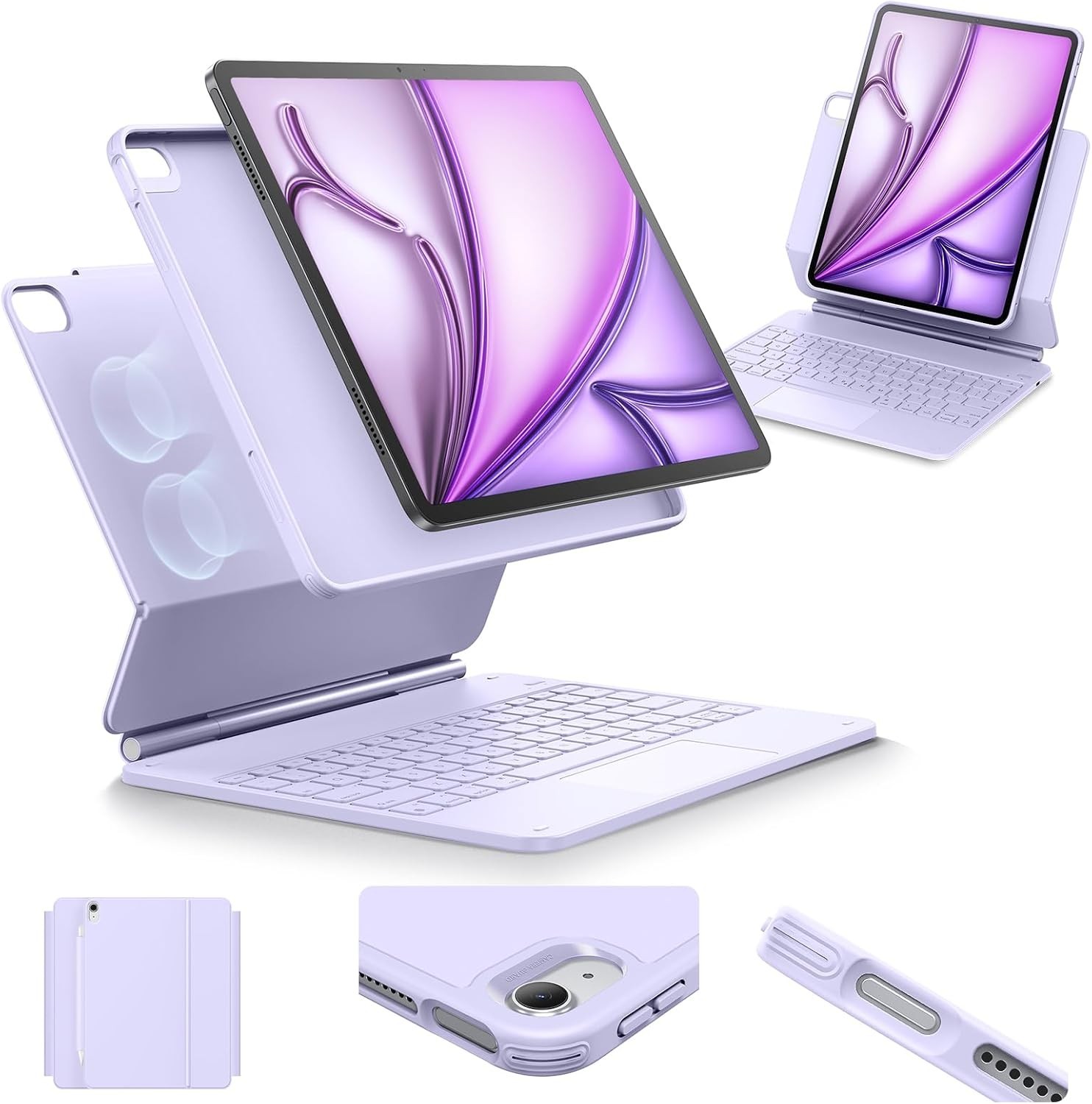 ESR iPad Air 13" Keyboard Case M4 M3 M2 Trackpad Magnetic Stand Purple #1320S