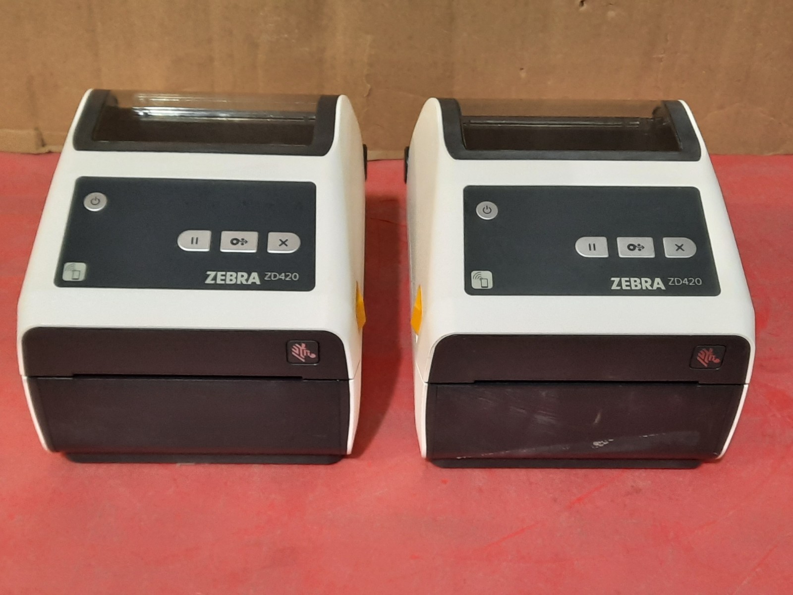 Lot of 2 Zebra ZD420 ZD42H42-D01W01EZ-Printer-( Paper Guide Issue )-FOR PARTS