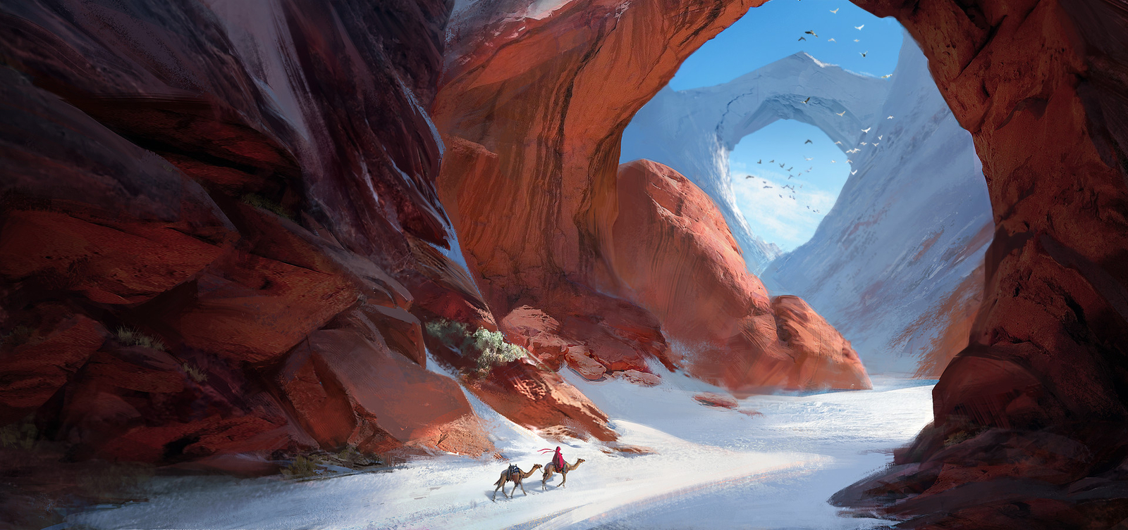 Landscape  tian zi mountains mountain pass snow fantasy Custom Gaming Mat Desk