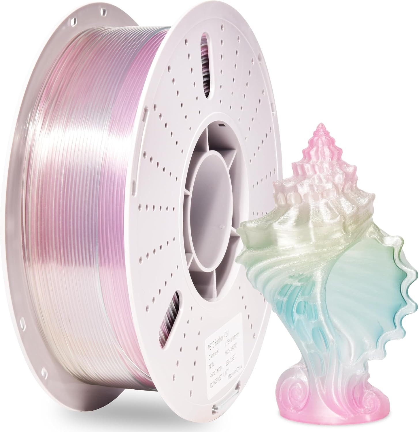 Clear PETG 3D Printer Filament 1.75Mm ±0.02Mm, Multicolor Transparent Rainbow Fi
