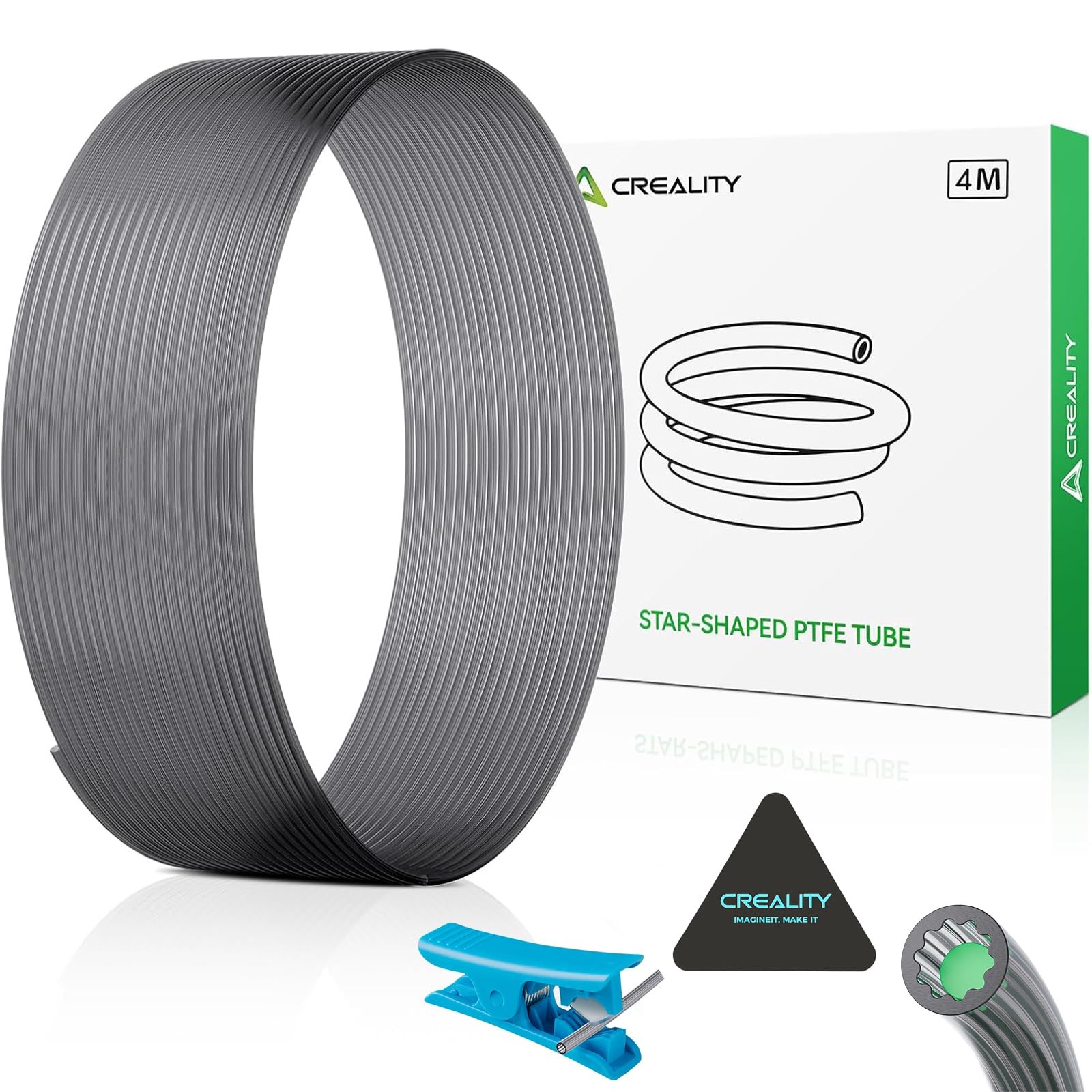 PTFE Tube 4M for 1.75mm Filament, Low-Resistance Star-Shaped Inner Channel Bo...