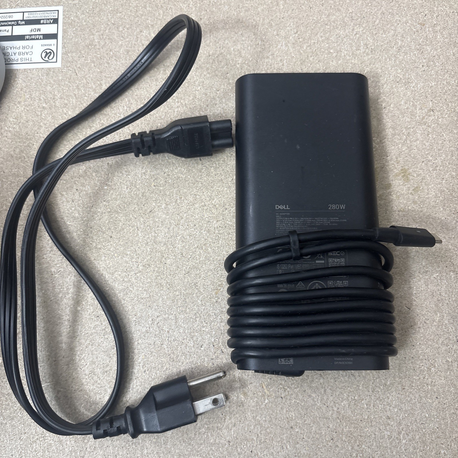 Dell Original 280W 48V 5.83A TYPE-C Charger USB-C AC Adapter PRO MAX 16 18 Plus