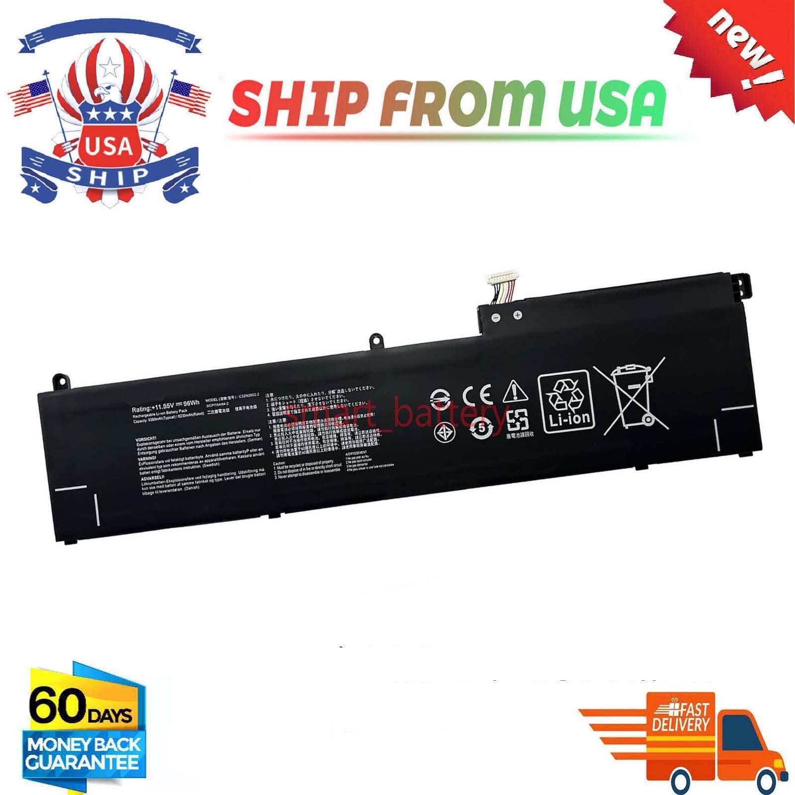 C32N2002-2 3ICP7/54/64-2 Battery for Asus ZenBook Pro 15 Flip OLED UP6502ZA USA
