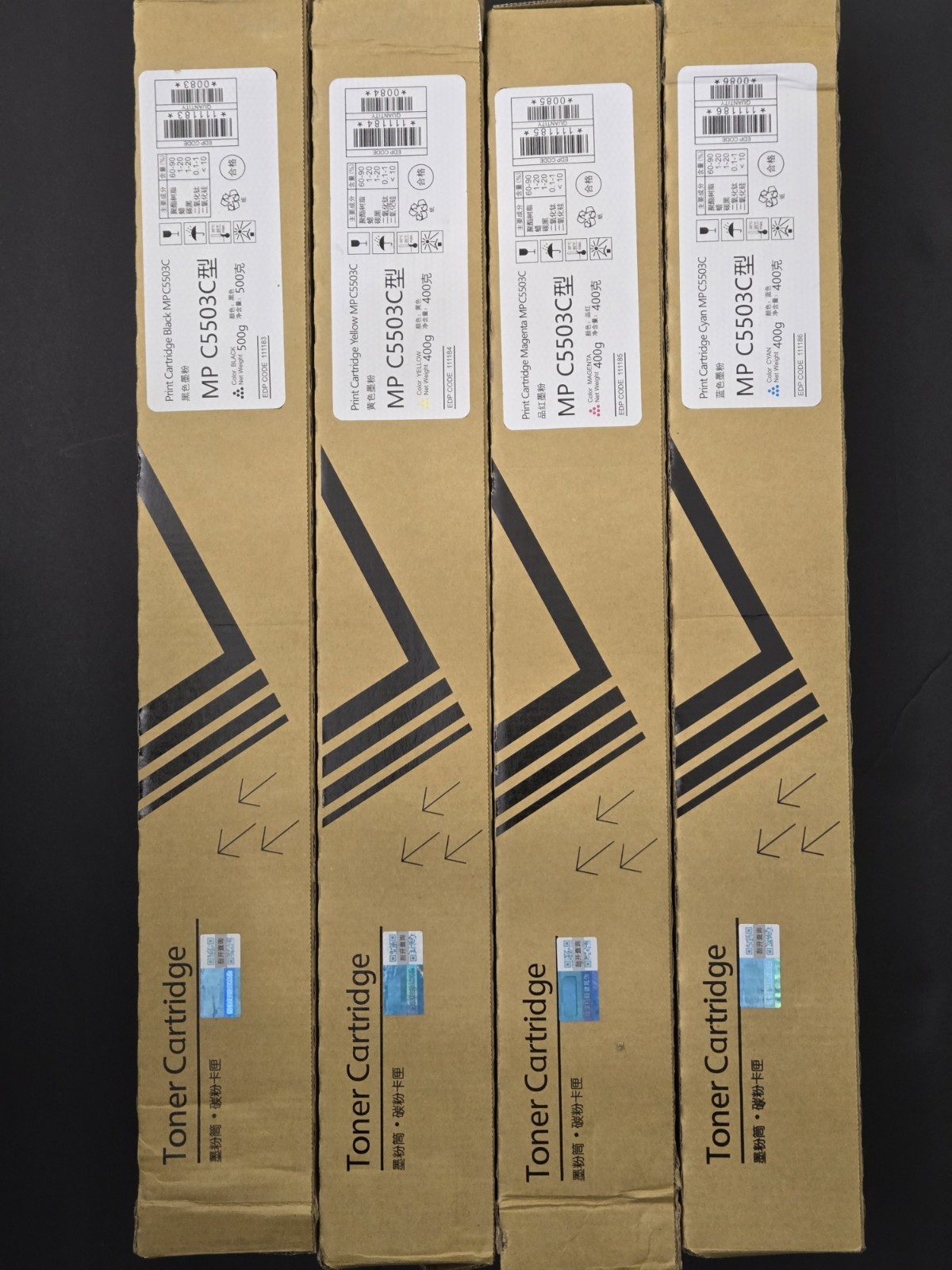 Set 4 MP C5503C Toner Cartridges Black, Cyan, Magenta , Yellow
