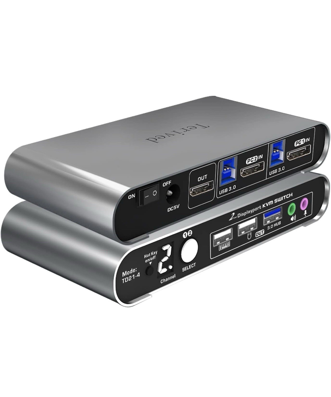 2 Port DP USB 3.0 Automatic KVM Switch 2 Computers 1 DisplayPort Monitor Switche