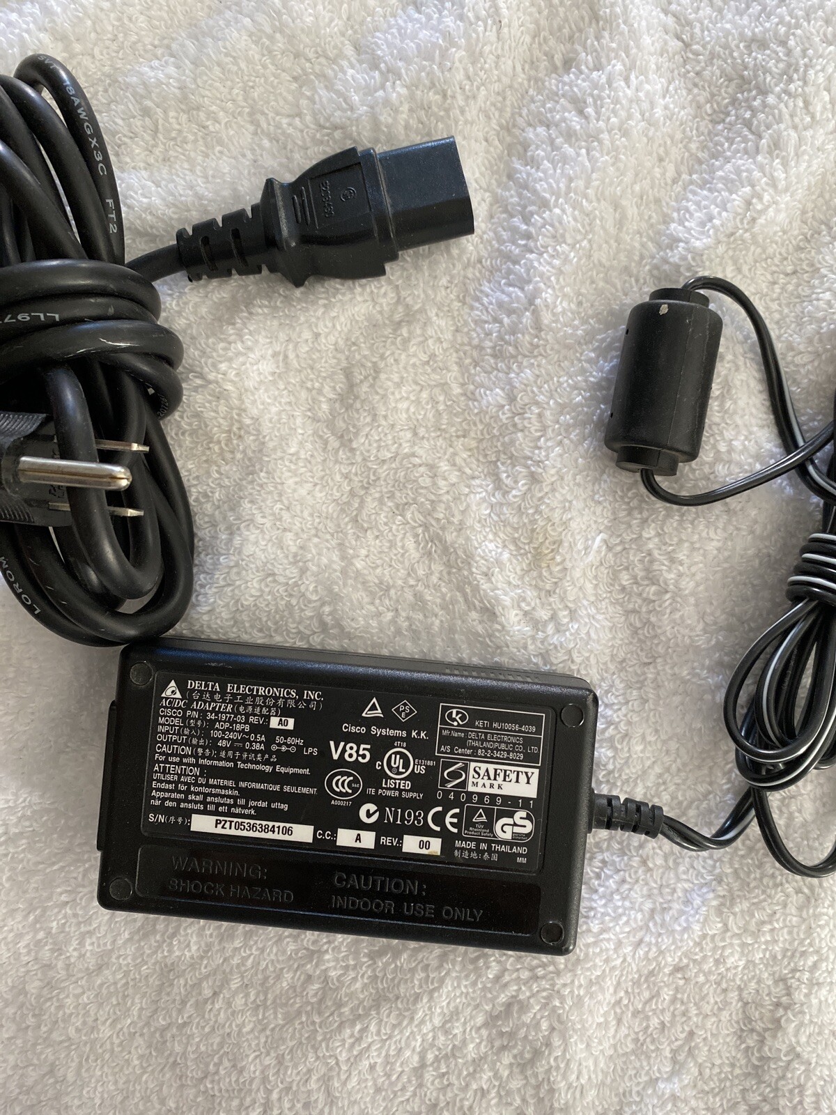 Delta ADP-18PB 34-1977-03 AC/DC Adapter Power Supply For Cisco 48V 0.38A