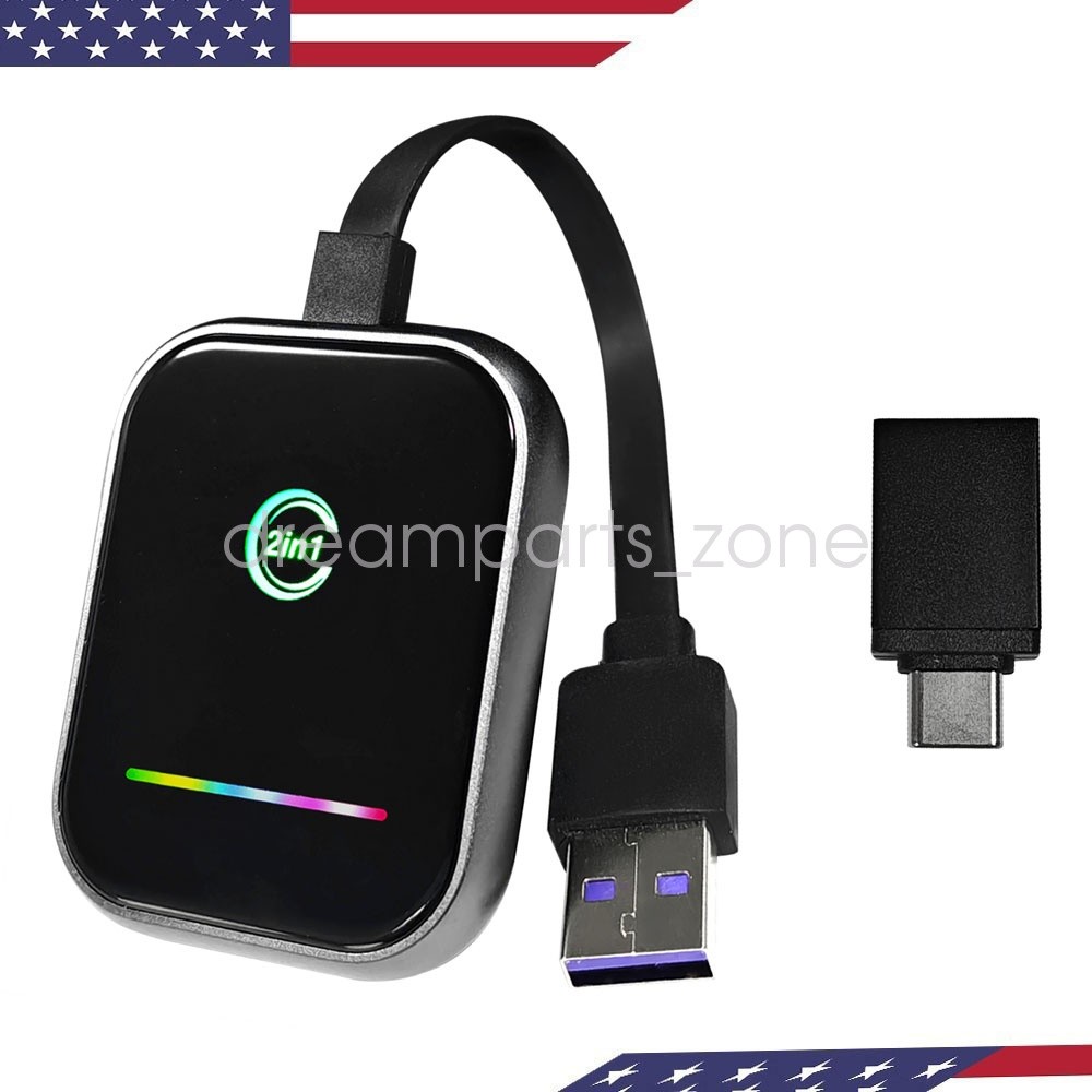Upgraded 2-in-1 Wireless CarPlay&Android Auto Adapter-Convert Wired to Wireless