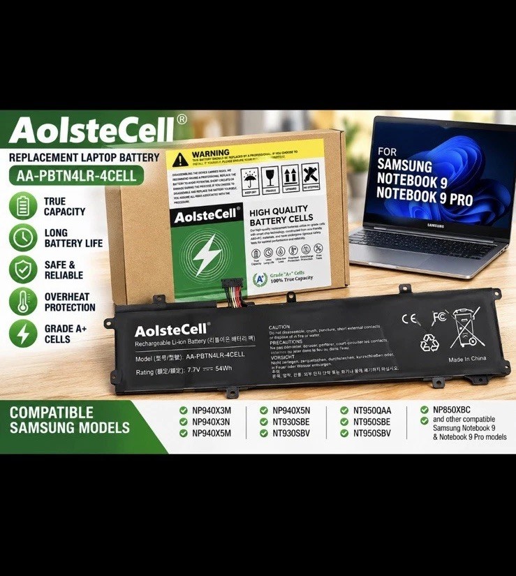 AolsteCell AA-PBTN4LR 4-Cell Laptop Battery for Samsung Notebook 9 Pro