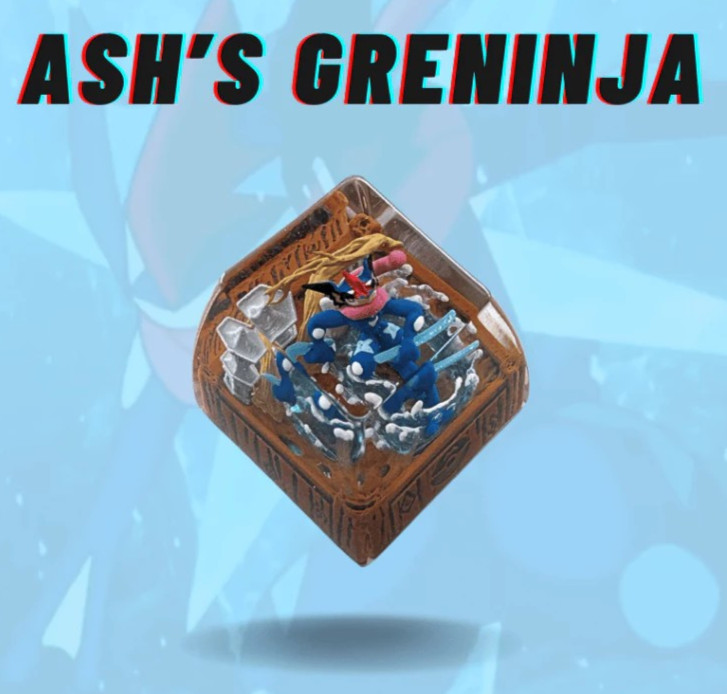 Handmade Pokemon Artisan Keycap: Ash's Greninja | Resin Custom Cap for Gaming