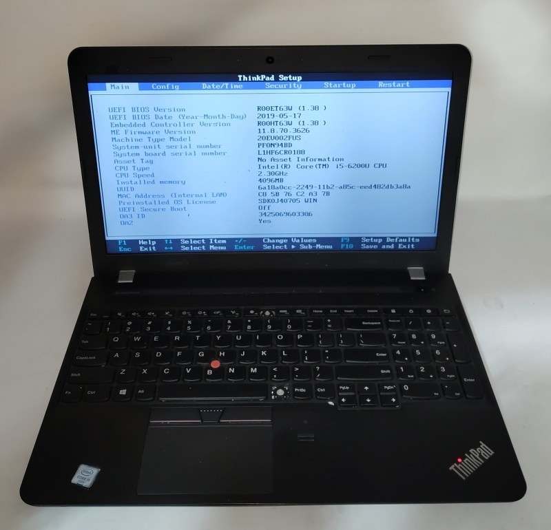 LENOVO ThinkPad E560 20EV002FUS Laptop Intel I5-6200U 4GB SEE NOTES