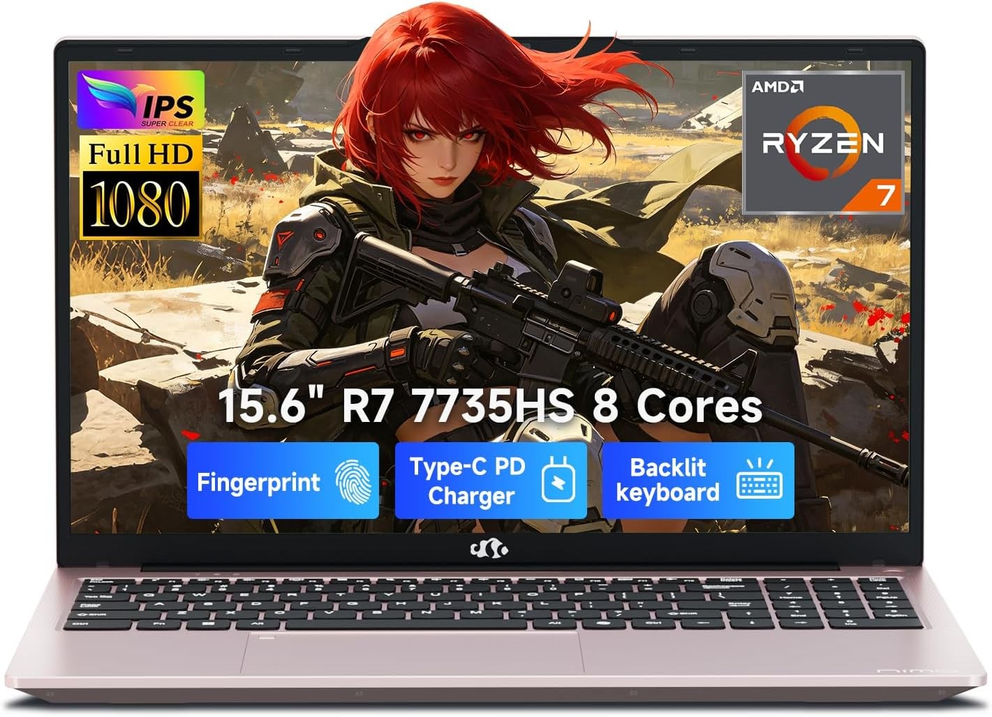 NIMO Light Gaming Laptop 15.6" AMD Ryzen 7 7735HS 16GB DDR5 RAM 512GB PCIe 4.0