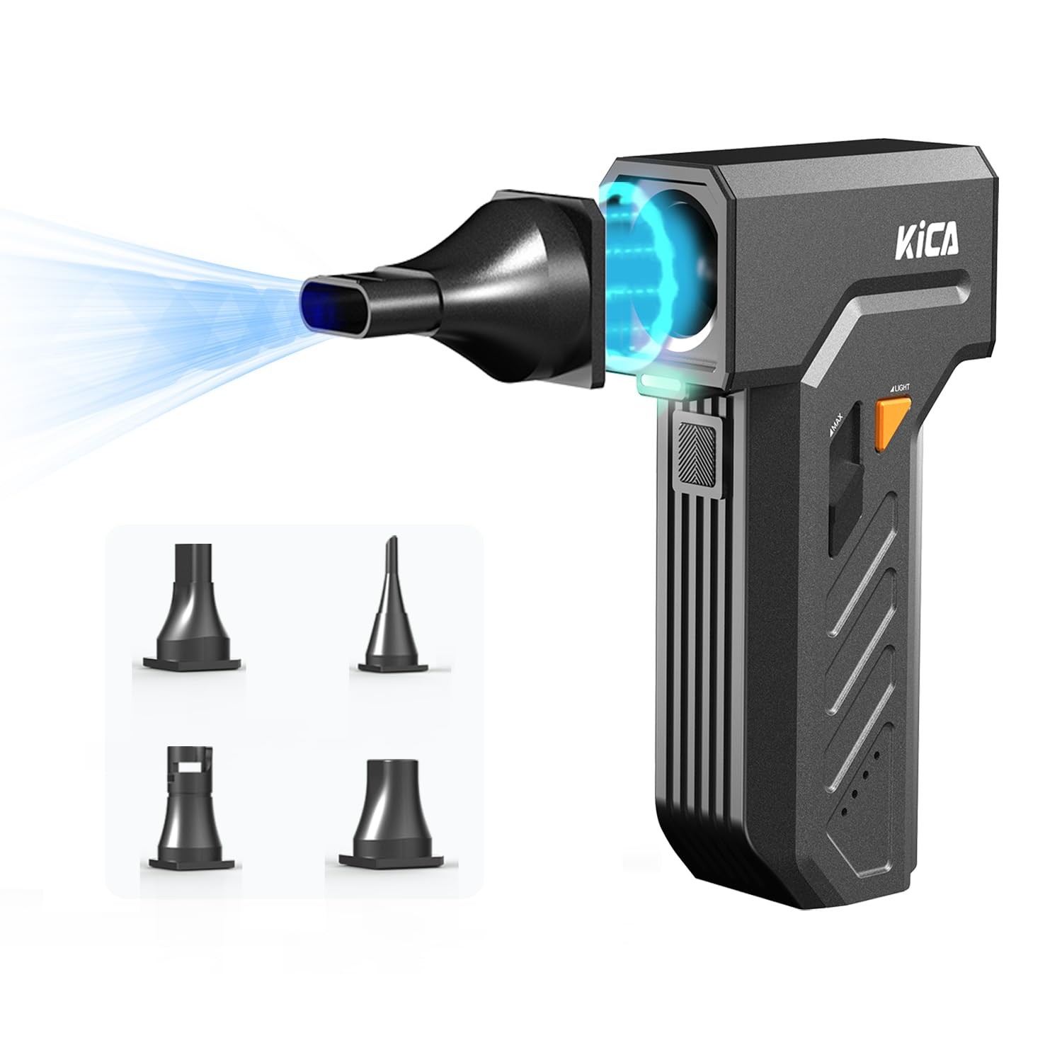 KiCA Jet Fan Ultra Electric Air Duster with LED Lights,13000rpm Srong Wind Sp...