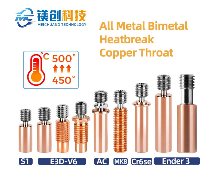 3D Printer Copper Titanium Heatbreak M6 for Ender3 CR10 CR6SE High Temp