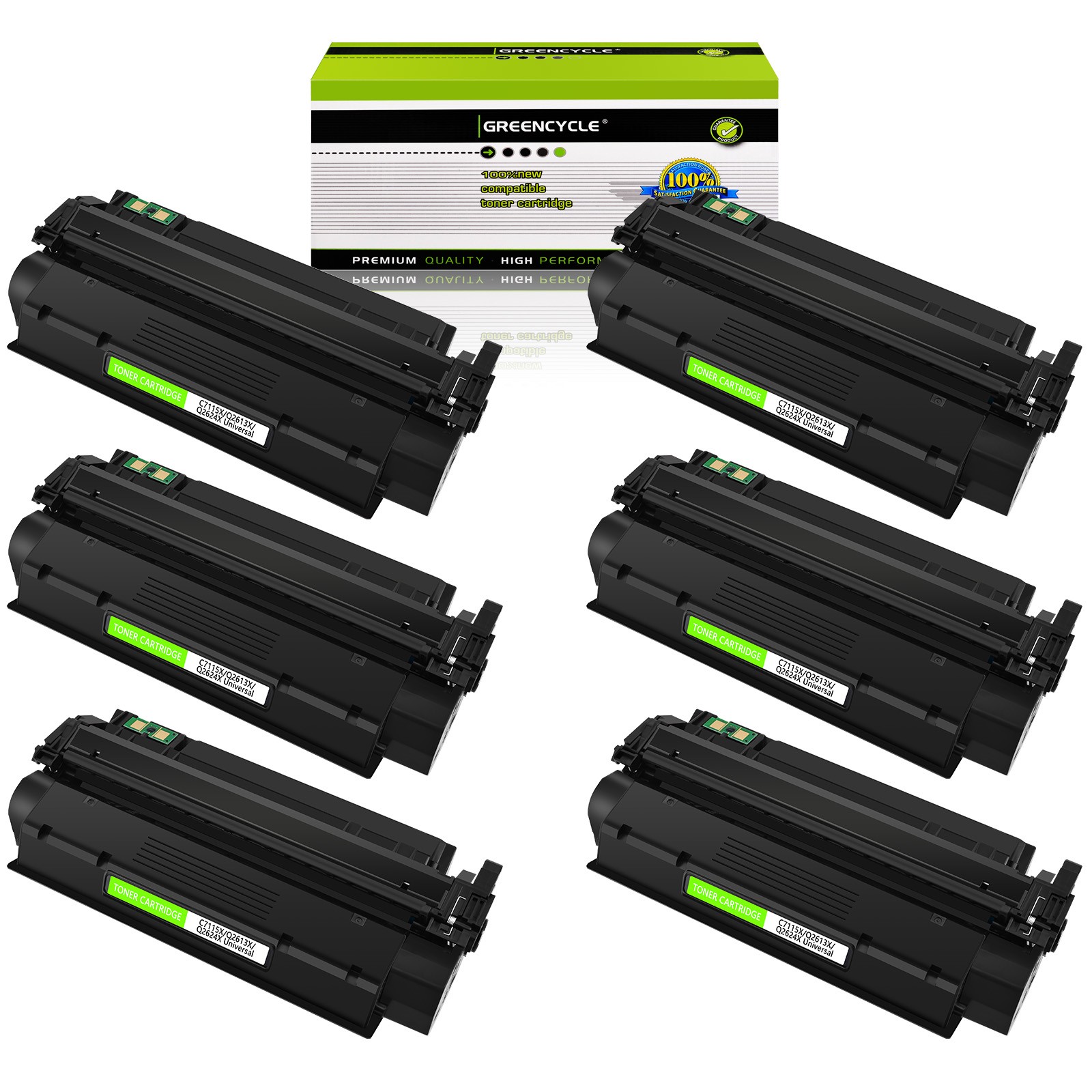 GREENCYCLE 6PK Q2613X Toner Cartridge Compatible with HP Laserjet 1300xi 1300N