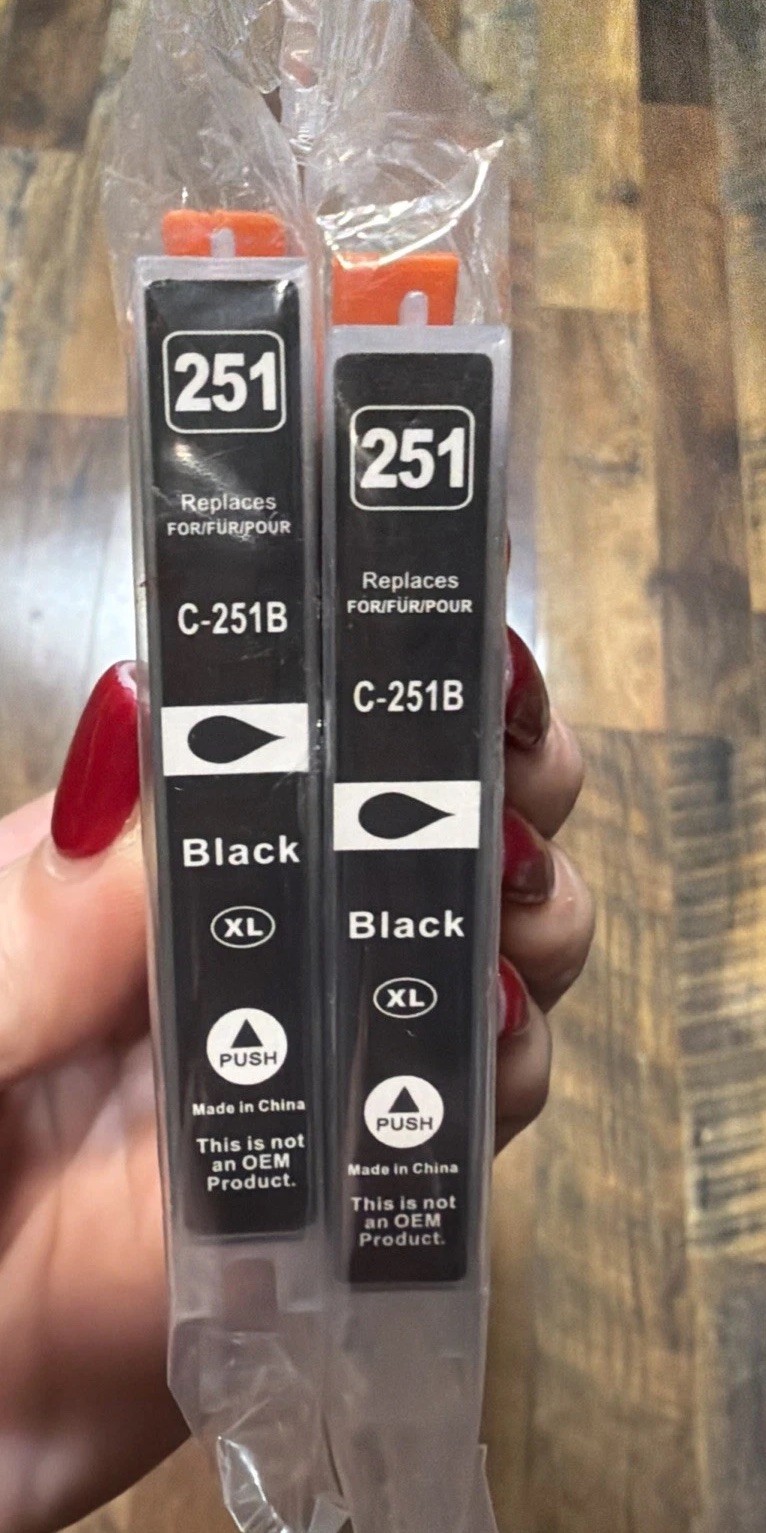 2 Pack CLI-251XL BK Black Ink Cartridges Compatible Canon PIXMA New Sealed