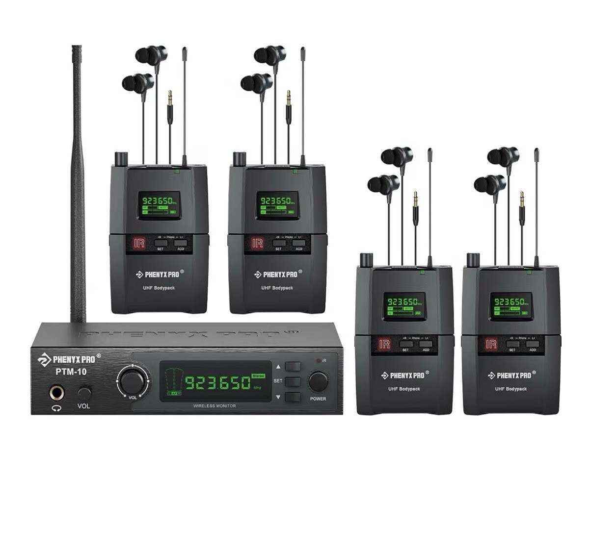 Phenyx Pro Wireless in-Ear Monitor System, Stereo IEM System PTM-10 4 Recievers