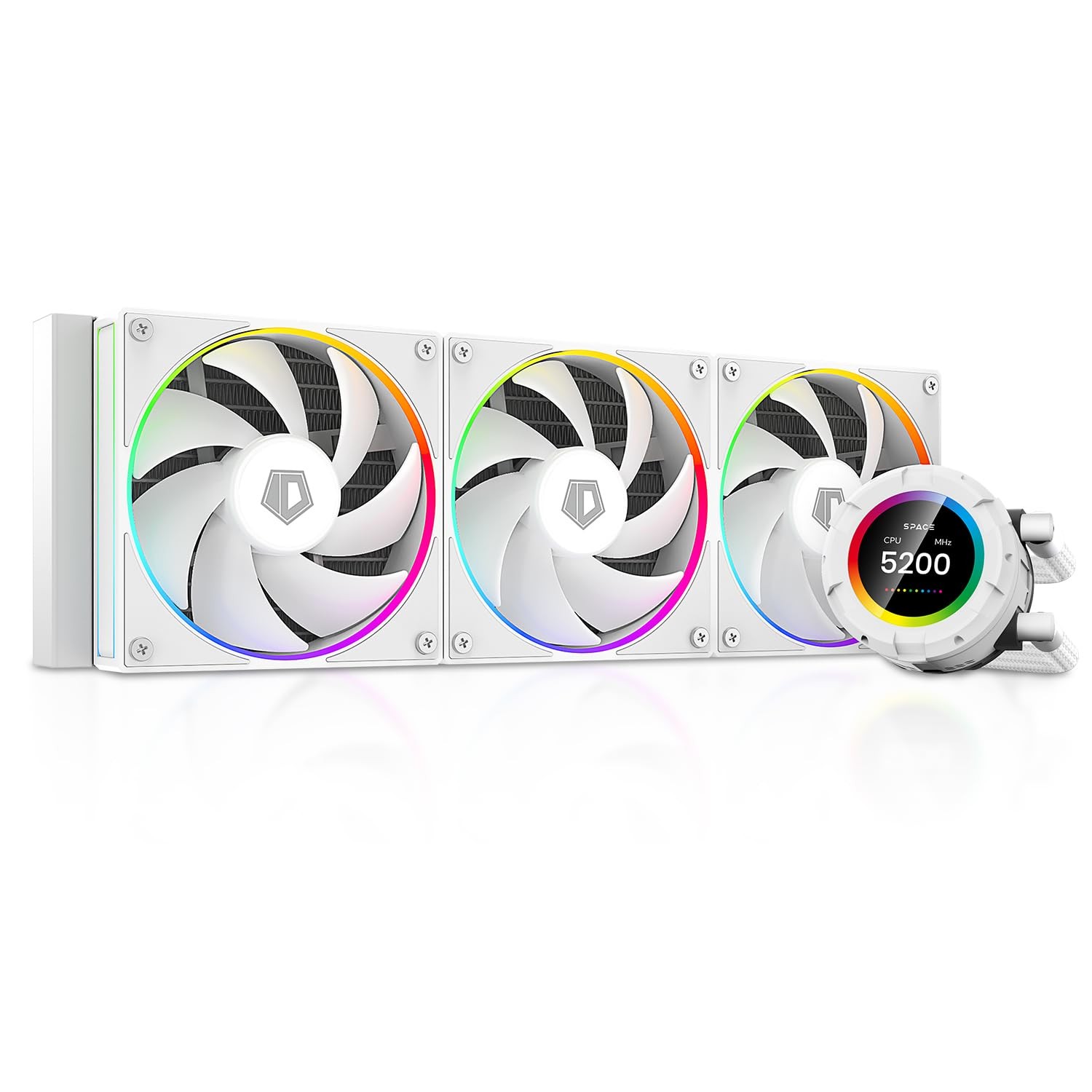 ID-COOLING SL360 White 360mm AIO CPU Cooler for Desktop PC 2.1" LCD