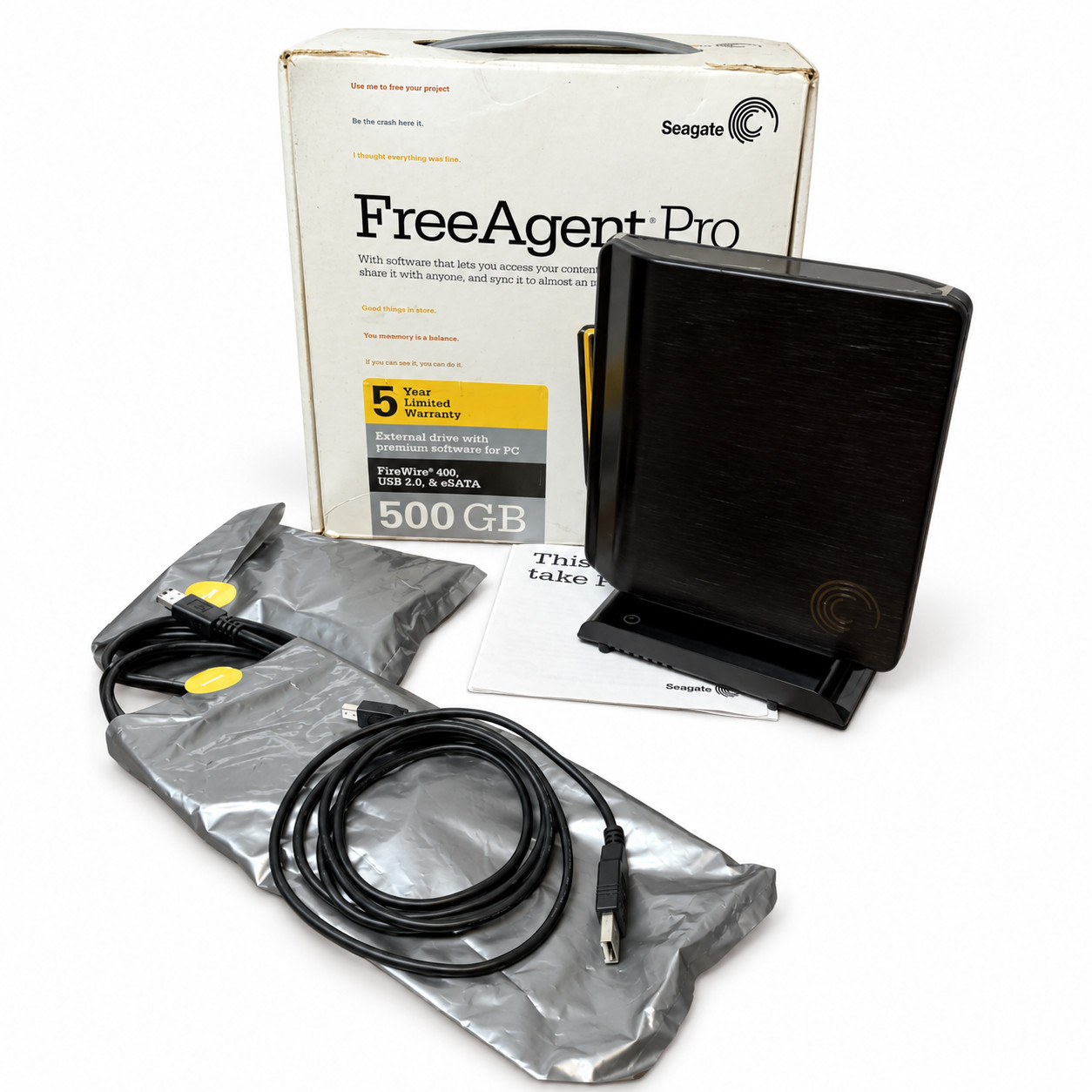 Seagate FreeAgent Pro 500GB External Hard Drive Open Box Unused w/ Accessories