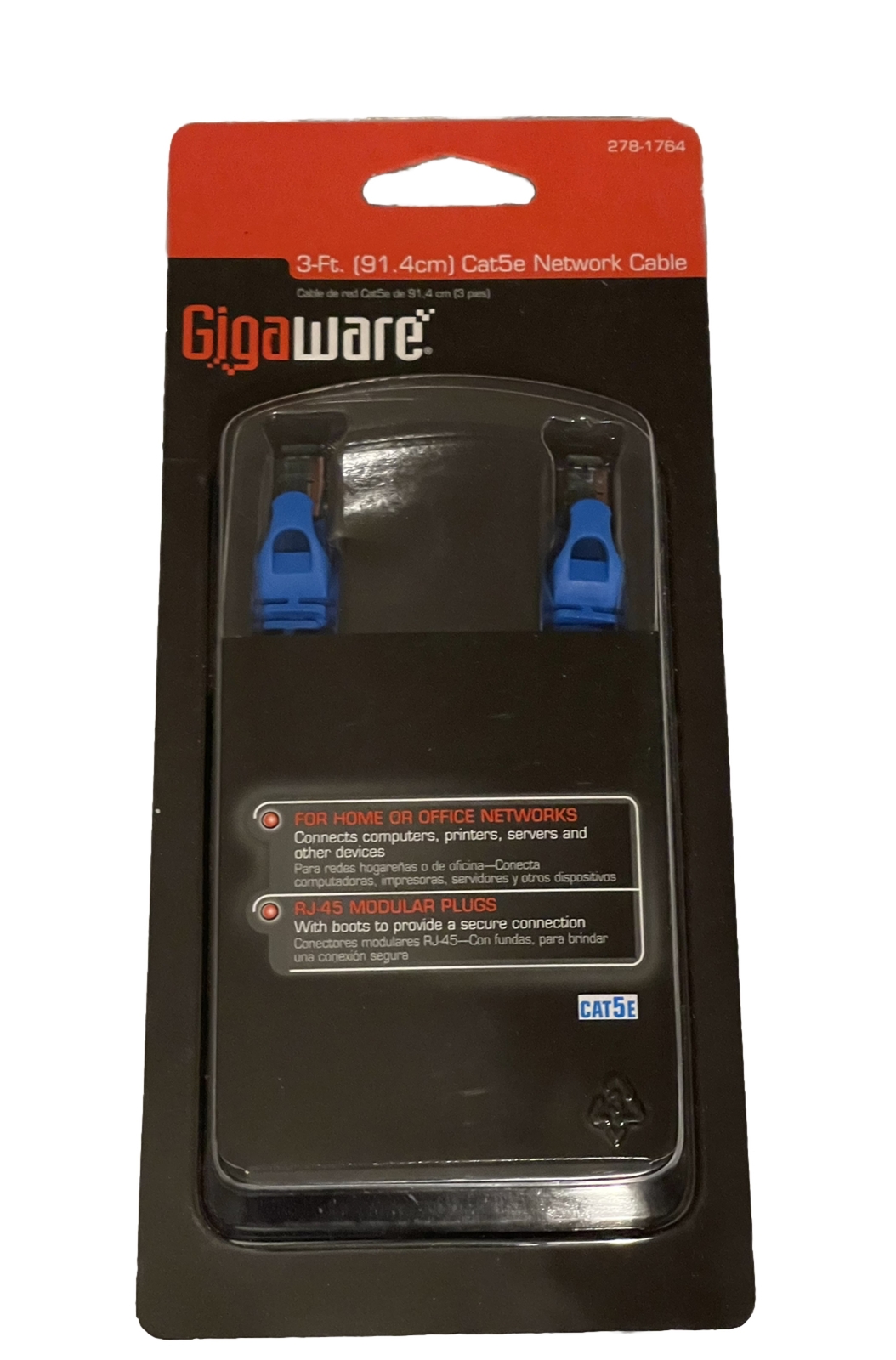 GIGAWARE HIGH QUALITY CAT 5E   278-1764 3-FOOT NETWORK CABLE DIY