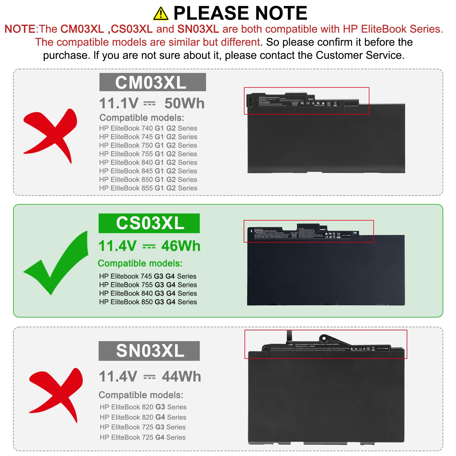 ✅LOT CS03XL 854108-850 Battery for HP Elitebook 840 G3 G4, 850 G3 G4 800513-001