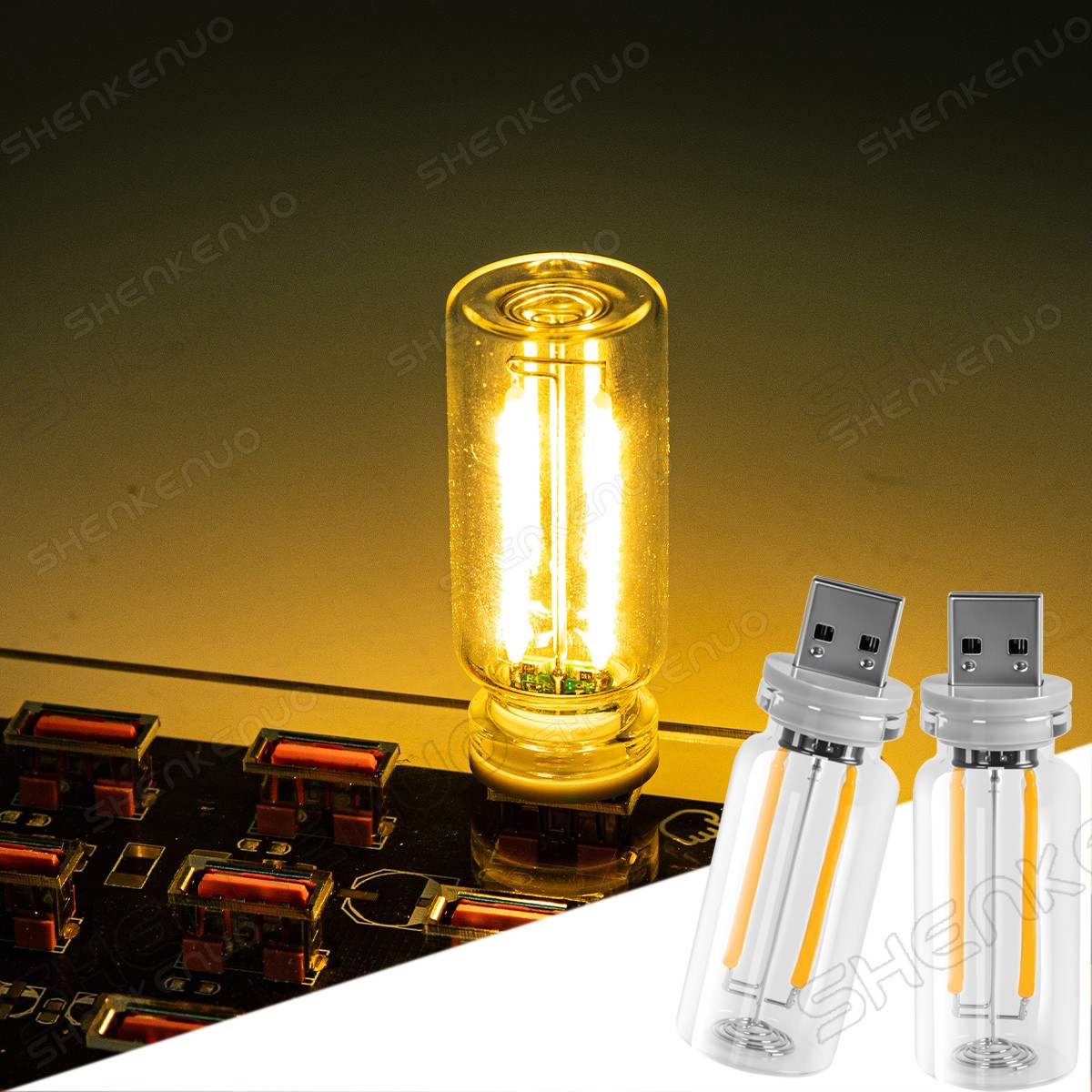 2Pc Portable USB Night Light Bulb Touch Dimmable Car Interior Ambient Warm White