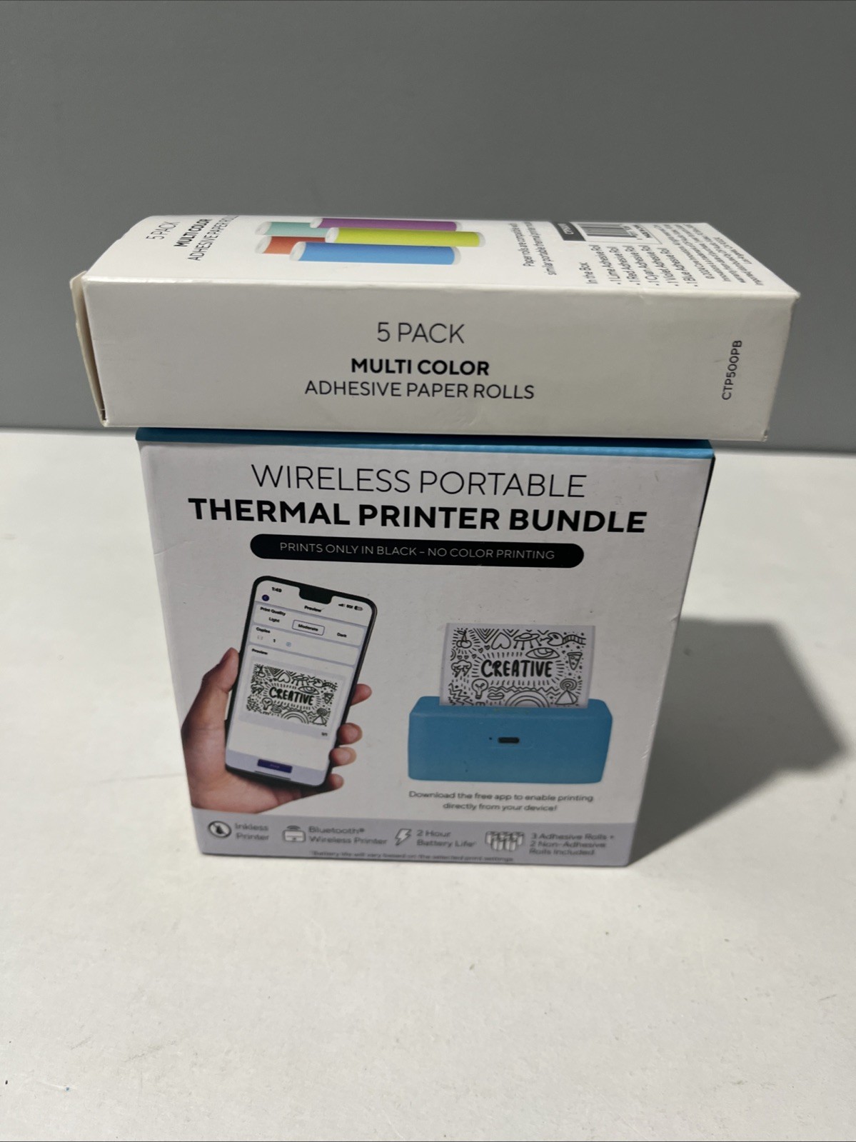 Core Innovations Wireless Mini Thermal Printer Bundle Blue