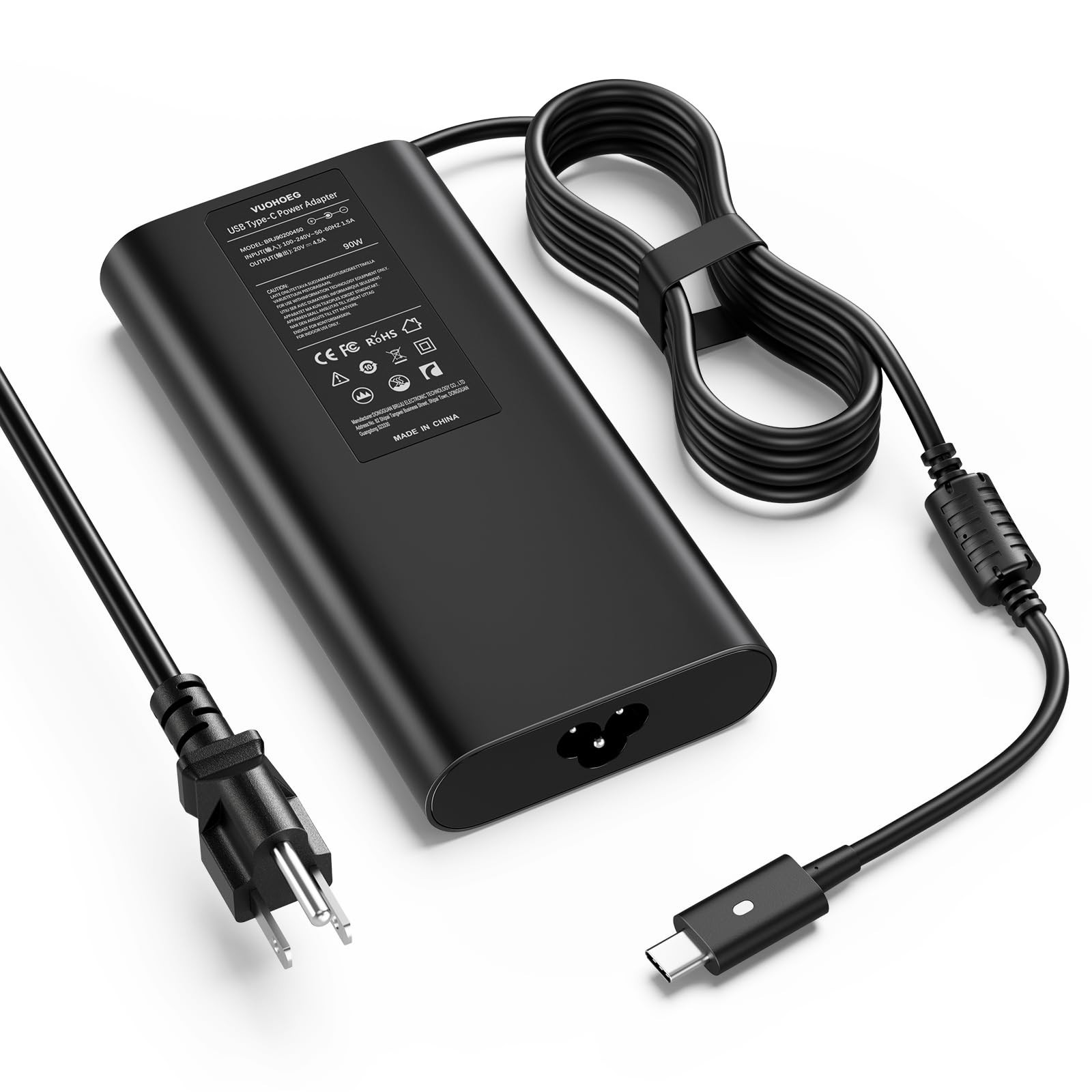 90W USB-C Laptop Charger for Dell XPS, Latitude, Inspiron - Fast Power Adapter
