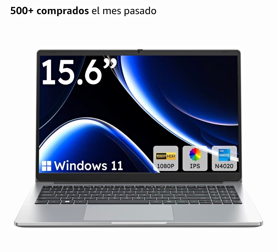 15.6in Windows 11 Laptop Intel N4020 4GB RAM 128GB eMMC Silver FHD