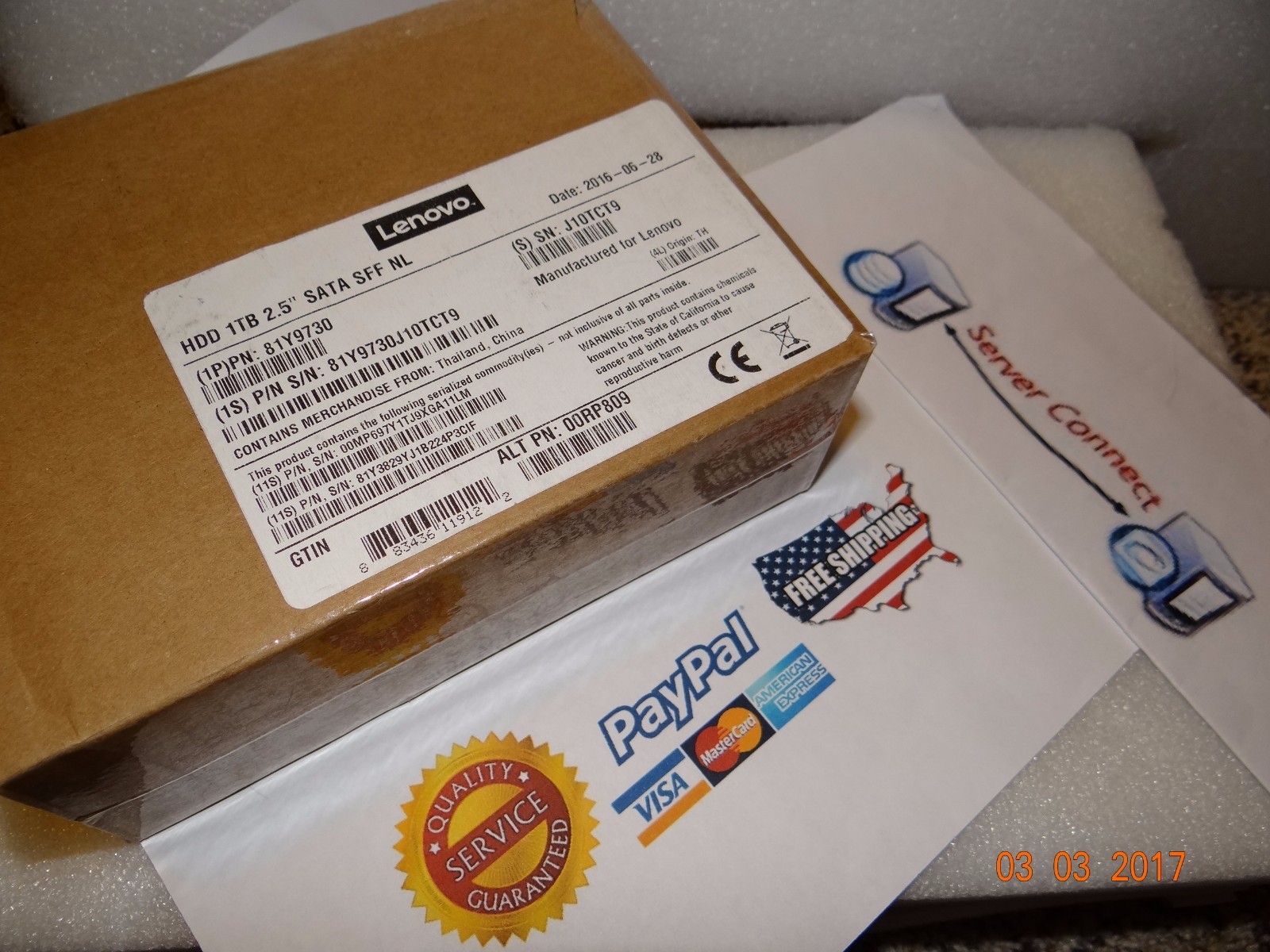 LENOVO /IBM 81Y9730 1TB 7.2K SATA 2.5" 6GBPS NL HDD 81Y9731