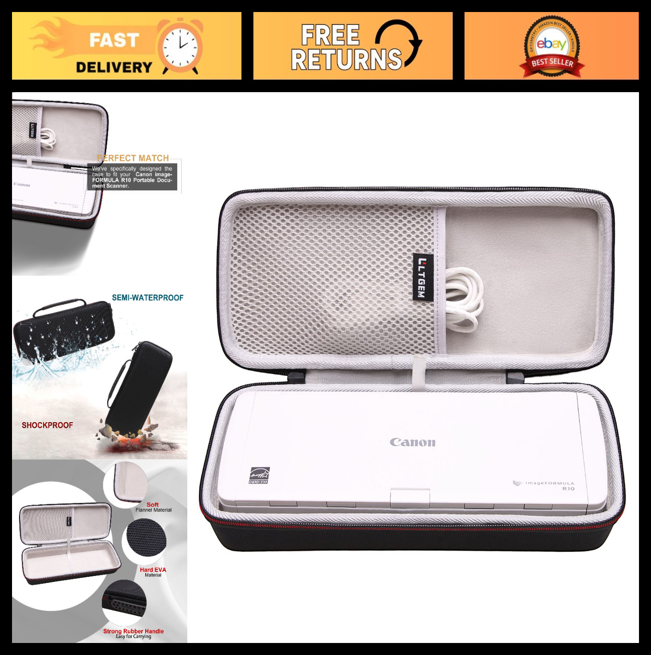 Hard Case for Canon ImageFormula R10 Scanner - Durable, Protective, Travel-Frien