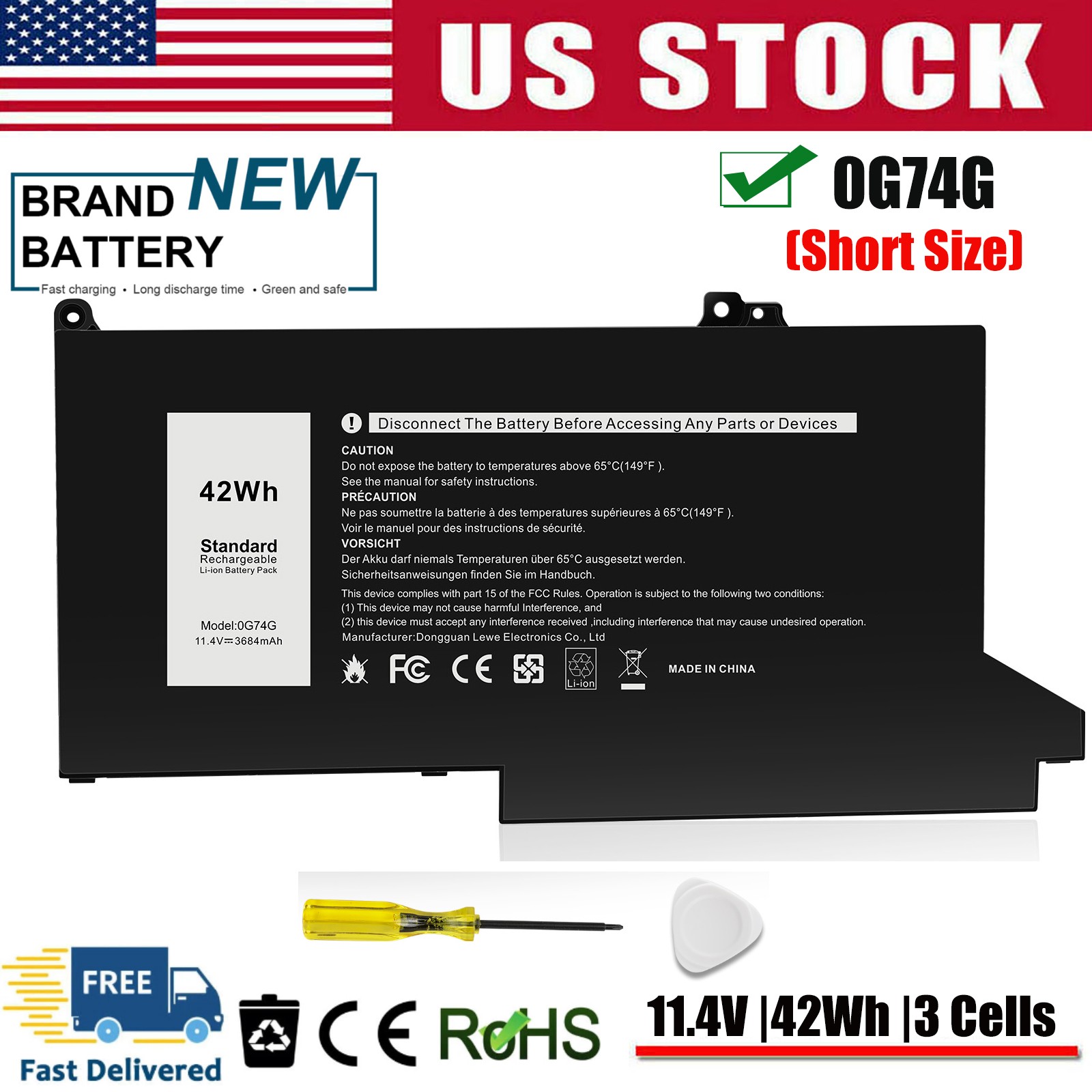 42Wh 0G74G OG74G Battery For Dell Latitude 5300 5310 7300 7400 2PFPW 8JYHH MXV9V