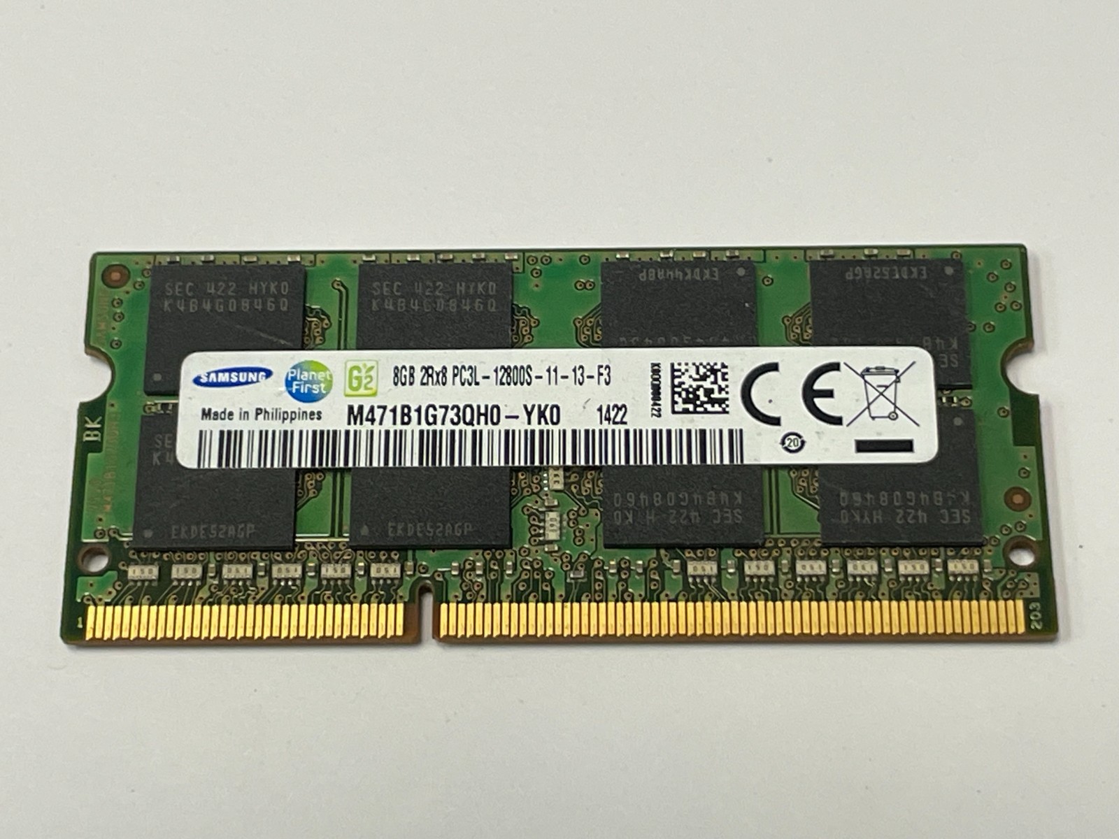 Samsung 8GB (1 Stick) PC3L-12800S DDR3 1600 SODIMM Memory M471B1G73QH0-YK0