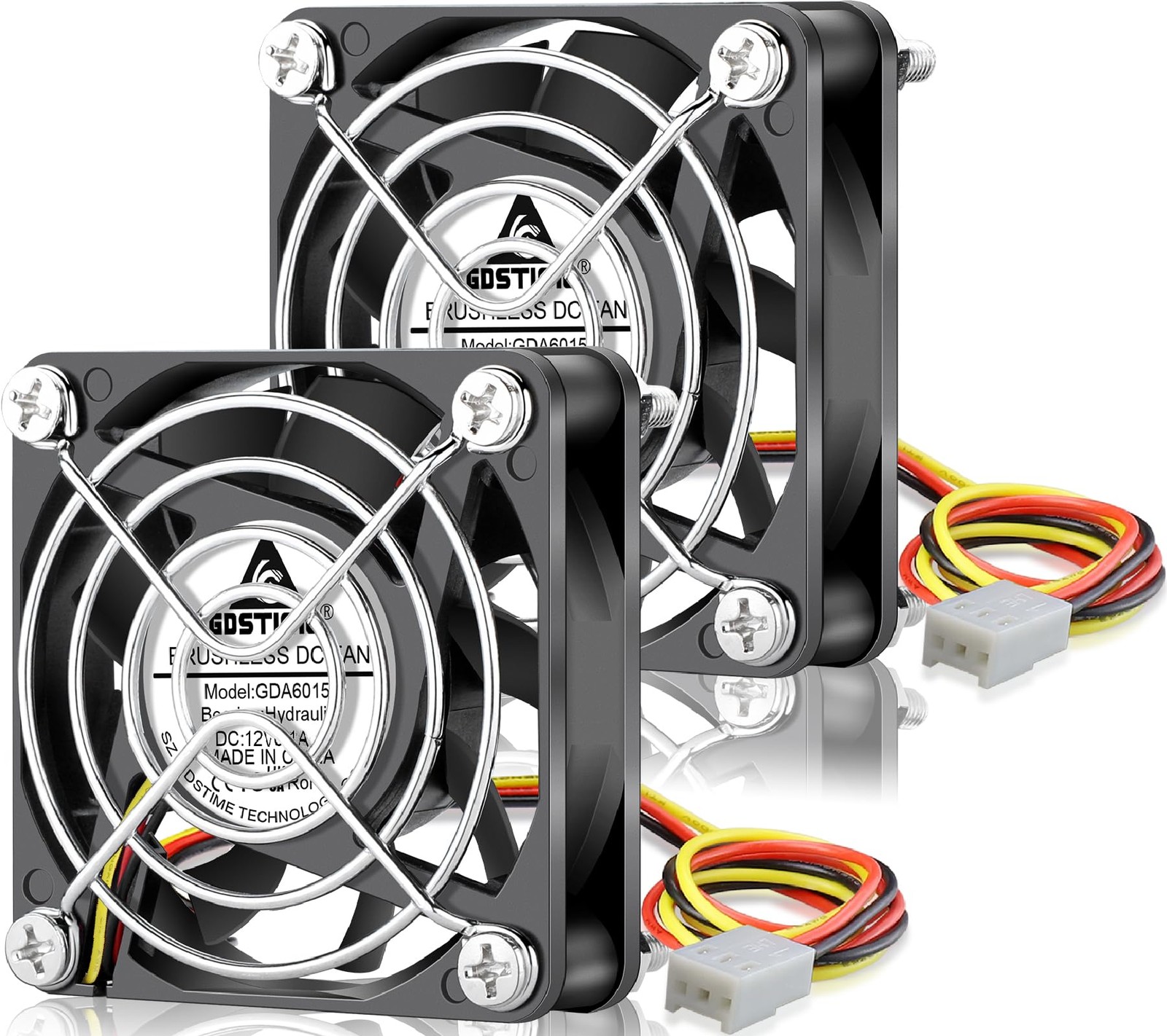 60mm x 15mm Fan 3 Pin 12V DC Brushless Quiet Slim PC Cooling 2-Pack