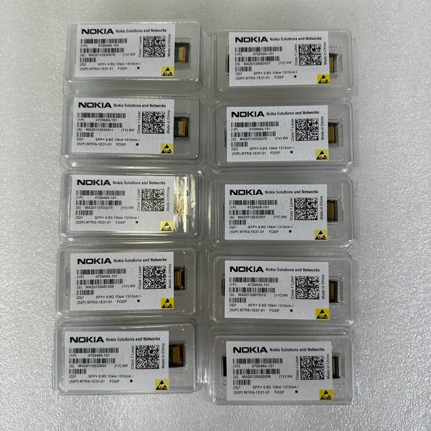 Lot of 50 NOKIA FOSP 472949A.101 SFP+ 9.8G 10km 1310nm I-Temp  S1.1