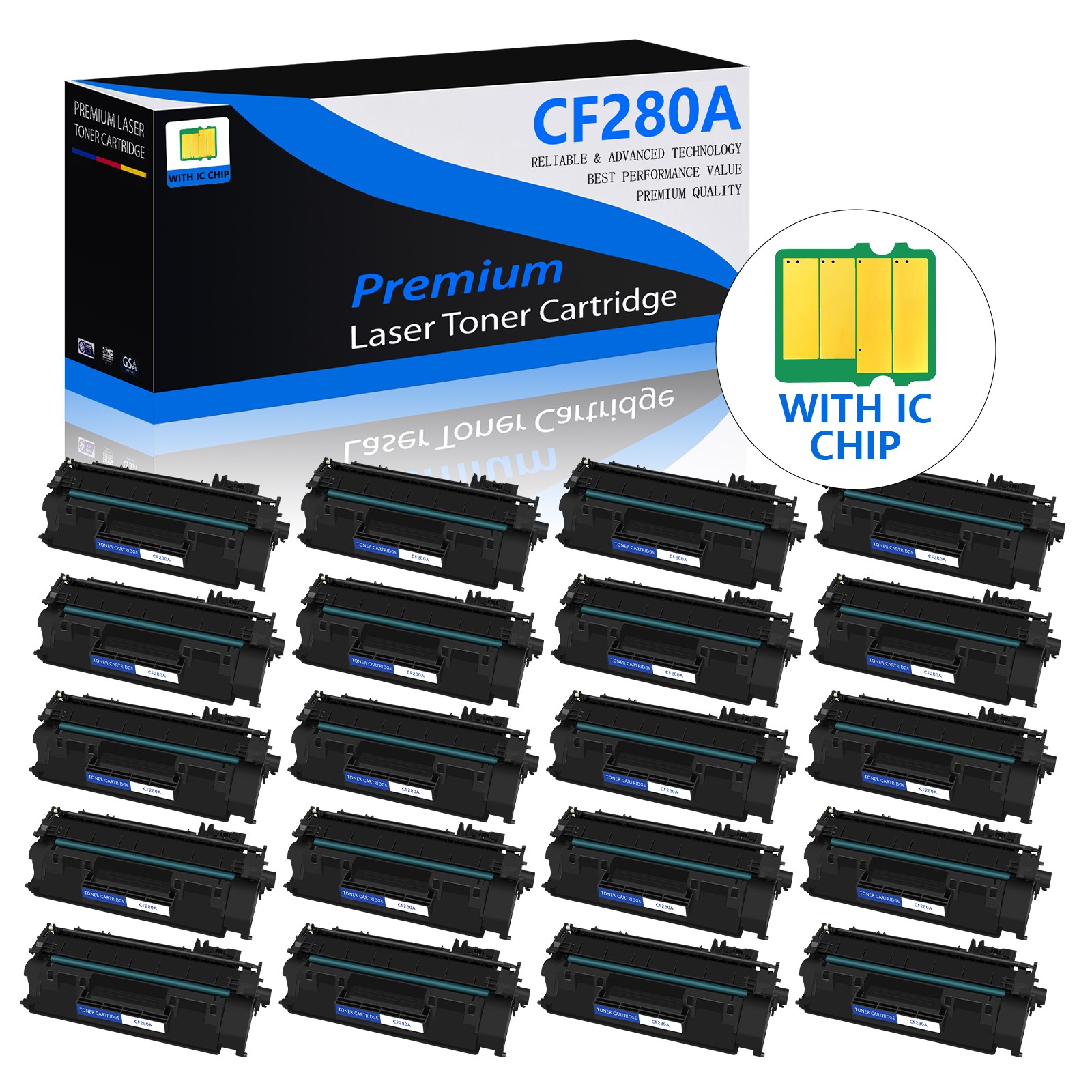 20 PACK Toner Cartridge CF280A 80A For HP LaserJet Pro 400 M401a M401d M401dn