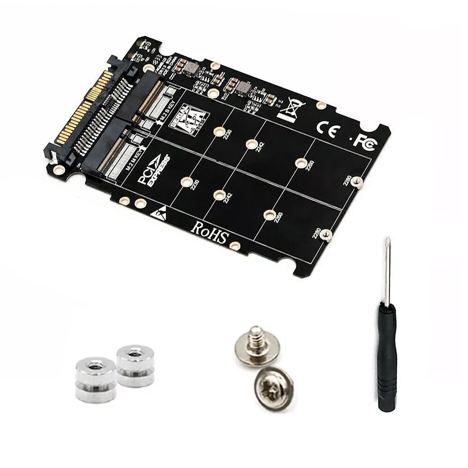 New M.2 NVME SSD Key M + NGFF SATA SSD Key B to U.2 SFF-8639 Adapter Module