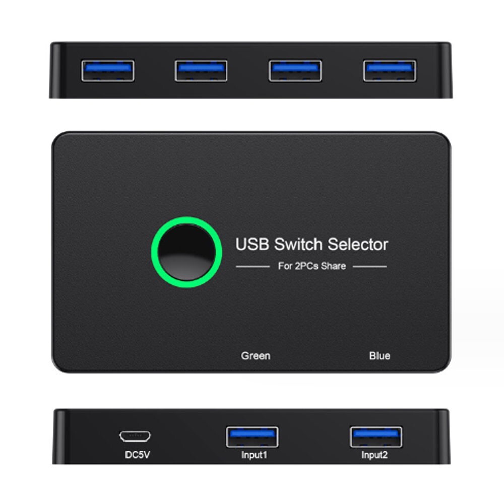 2 Port USB 3.0 KVM Switch Selector For 2 PC Sharing 4 USB Devices