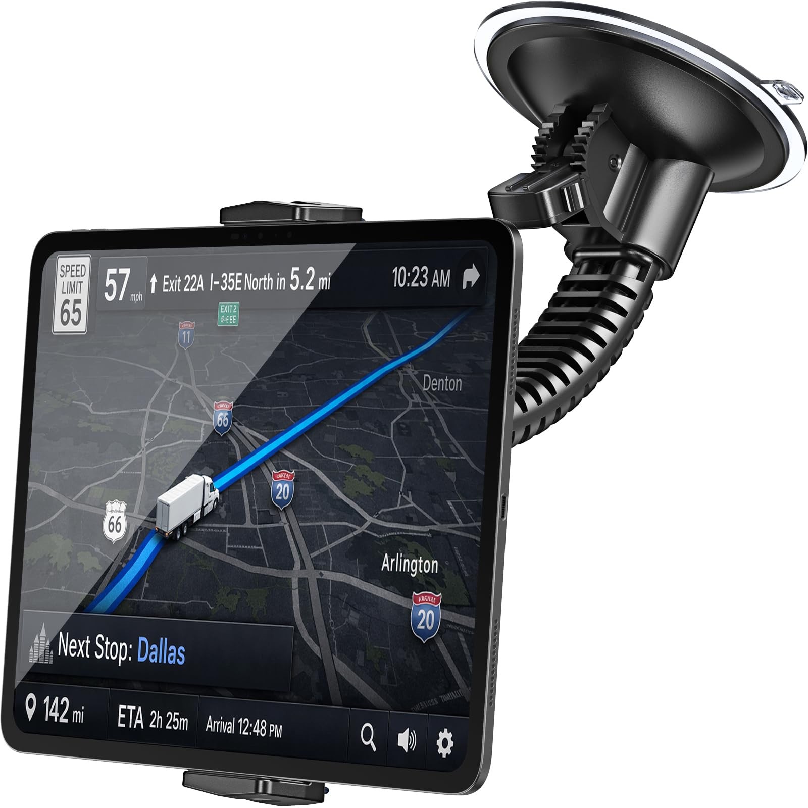 APPS2Car Heavy-Duty Truck Tablet Holder, 4.33" Extra 4.7 to 13 inches, Black 