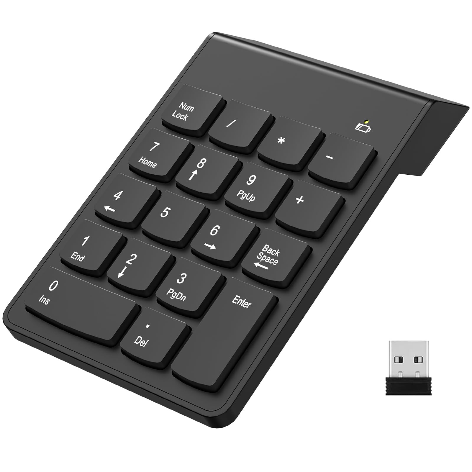 Wireless Number Pad, Portable Numeric Keypad 2.4G 18 Keys 10 Key USB Keypad f...