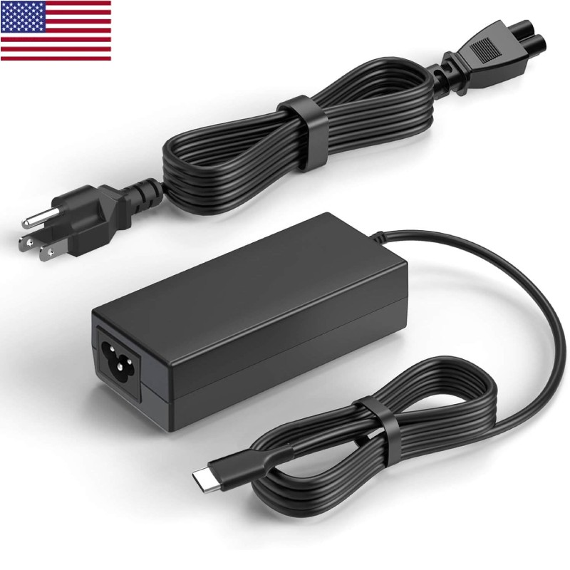 65W USB-C Laptop Charger for Lenovo ThinkPad T480-T15 X280-X390 Yoga US Plug PD+