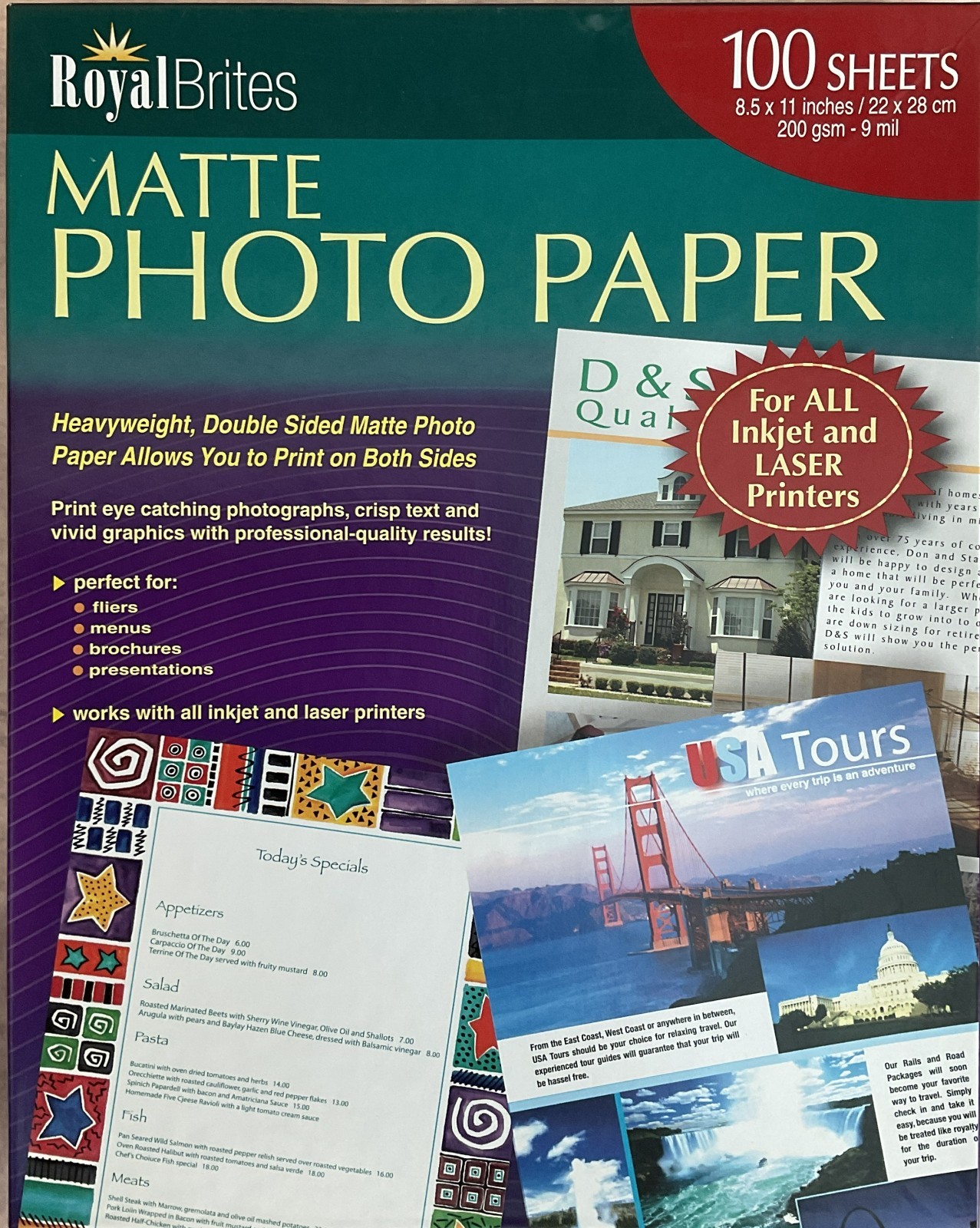 Royal Brites Matte Photo Paper 8.5x11 Heavyweight Double-Sided - 88 Sheets