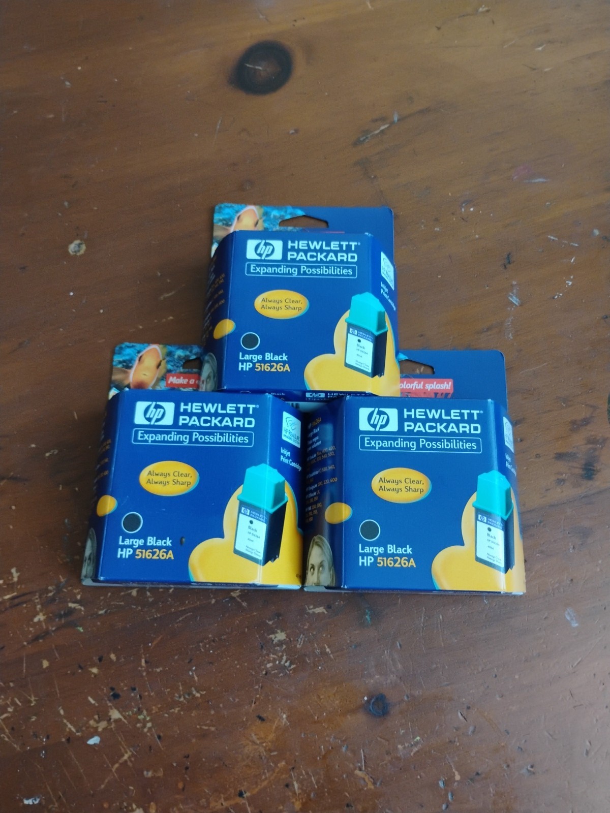 3 HP 51626A Black Ink Cartridge Sealed NEW Genuine OEM Exp Dec 2001. All Sealed