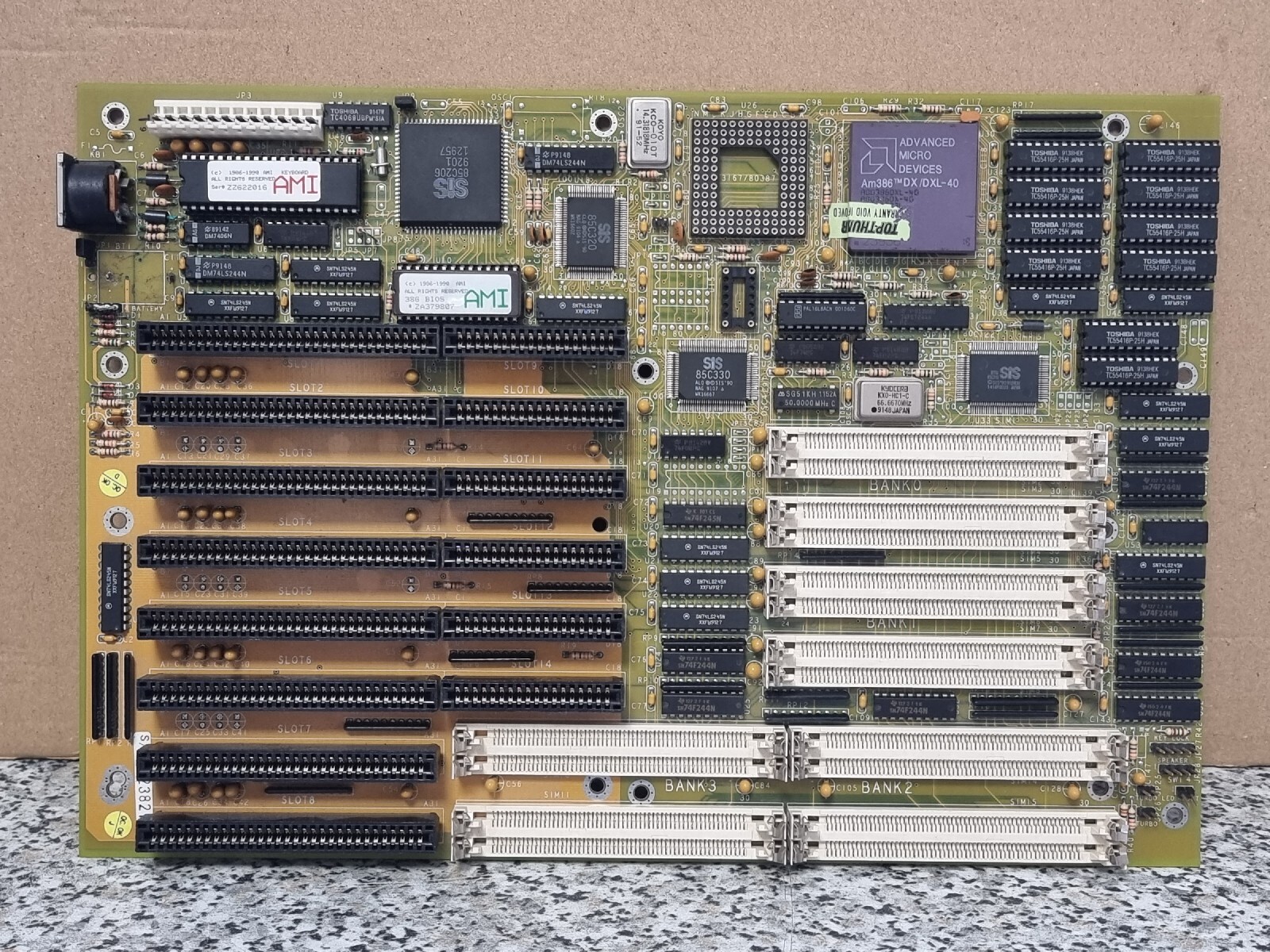 VINTAGE MOTHERBOARD 386 Am386DX/DXL-40 AMD 8xISA, 16xSIMM SLOT RETRO HARDWARE