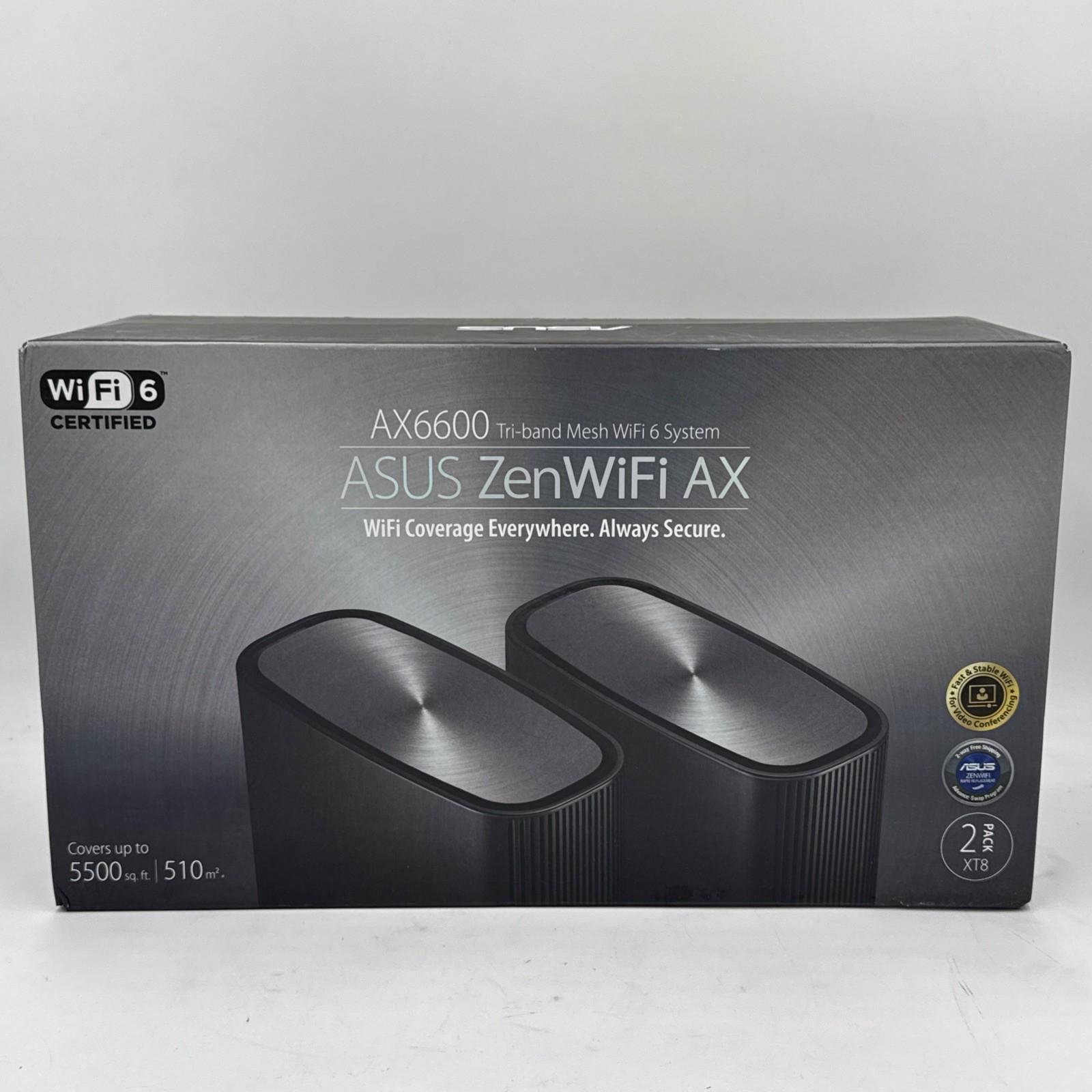 ASUS ZenWiFi XT8 Tri-Band Mesh Wi-Fi 6 System - Charcoal (Set of 2)