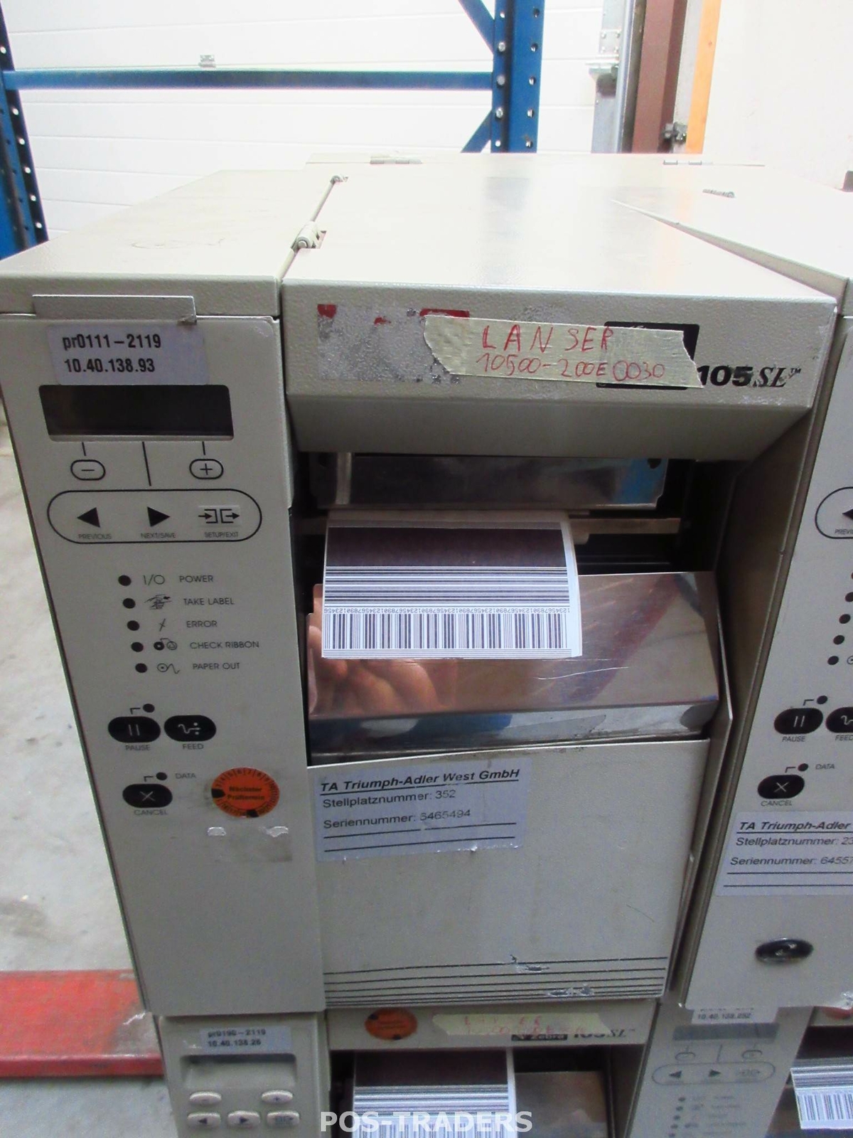 Zebra 105SL 10500-200E-0030 DT/TT LAN + SERIAL Thermal Label Printer PRINTS OK