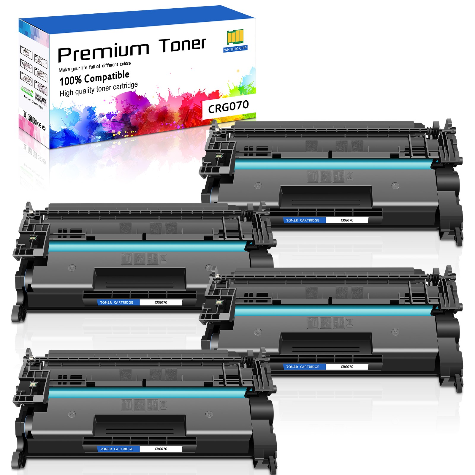 4PK CRG070 Black Toner Cartridge With Chip for Canon LBP246dw LBP247dw MF467dw
